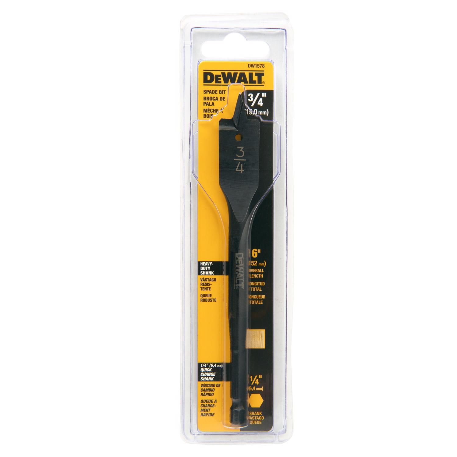 DEWALT 3/4 in. X 6 in. L Carbon Steel Spade Bit Ball Groove Shank 1 pk