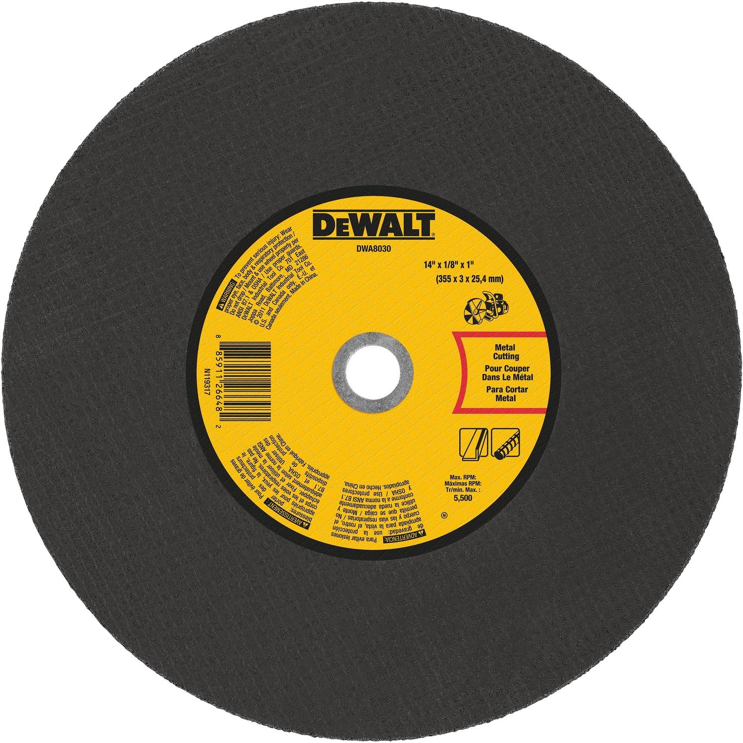 DeWalt 14 in. D X 1 in. Aluminum Oxide Cut-Off Wheel 1 pc
