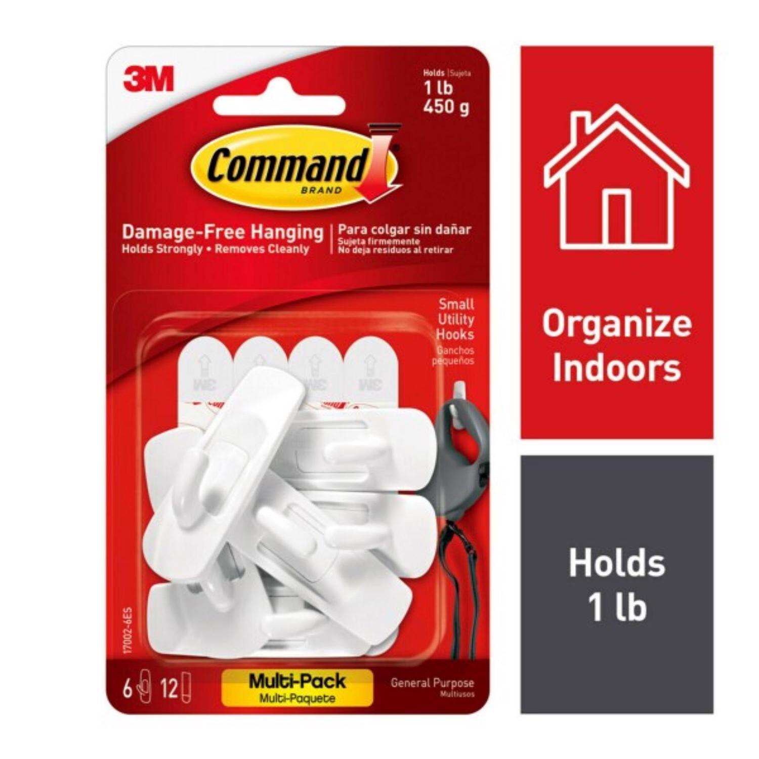 3M Command Small Plastic Hook 2.37 in. L 6 pk