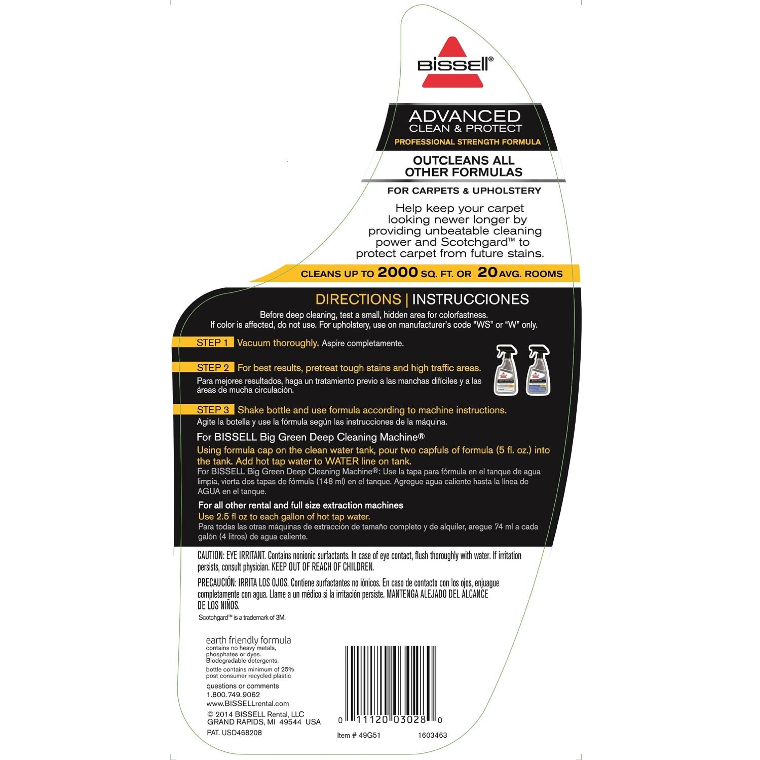 Bissell Advanced Carpet Cleaner 52 oz Liquid Concentrated Stine Home