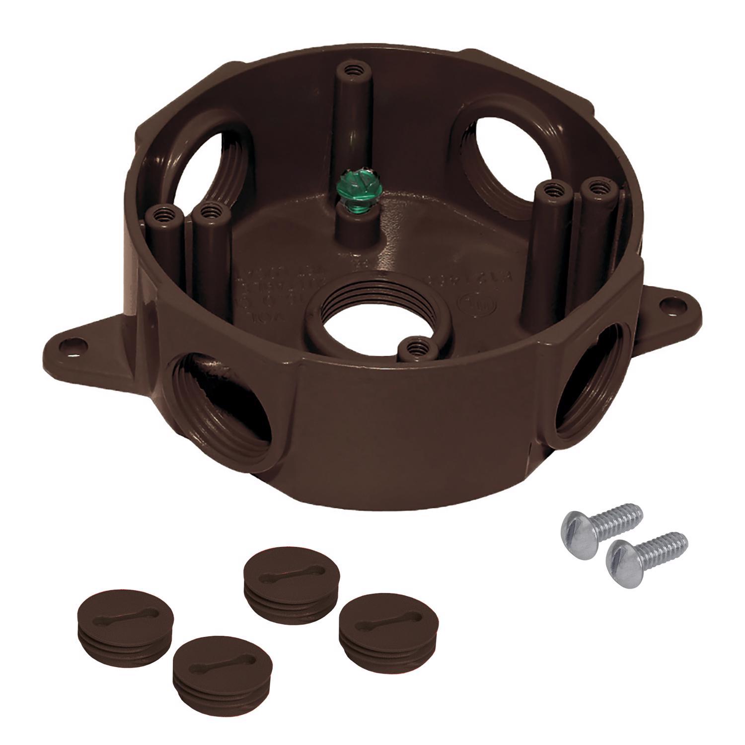 Sigma Engineered Solutions New Work 16 cu in Round Metallic Weatherproof Box Bronze