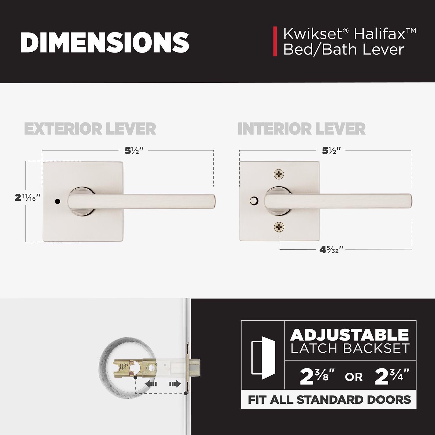 Kwikset Halifax Satin Nickel Privacy Lever
