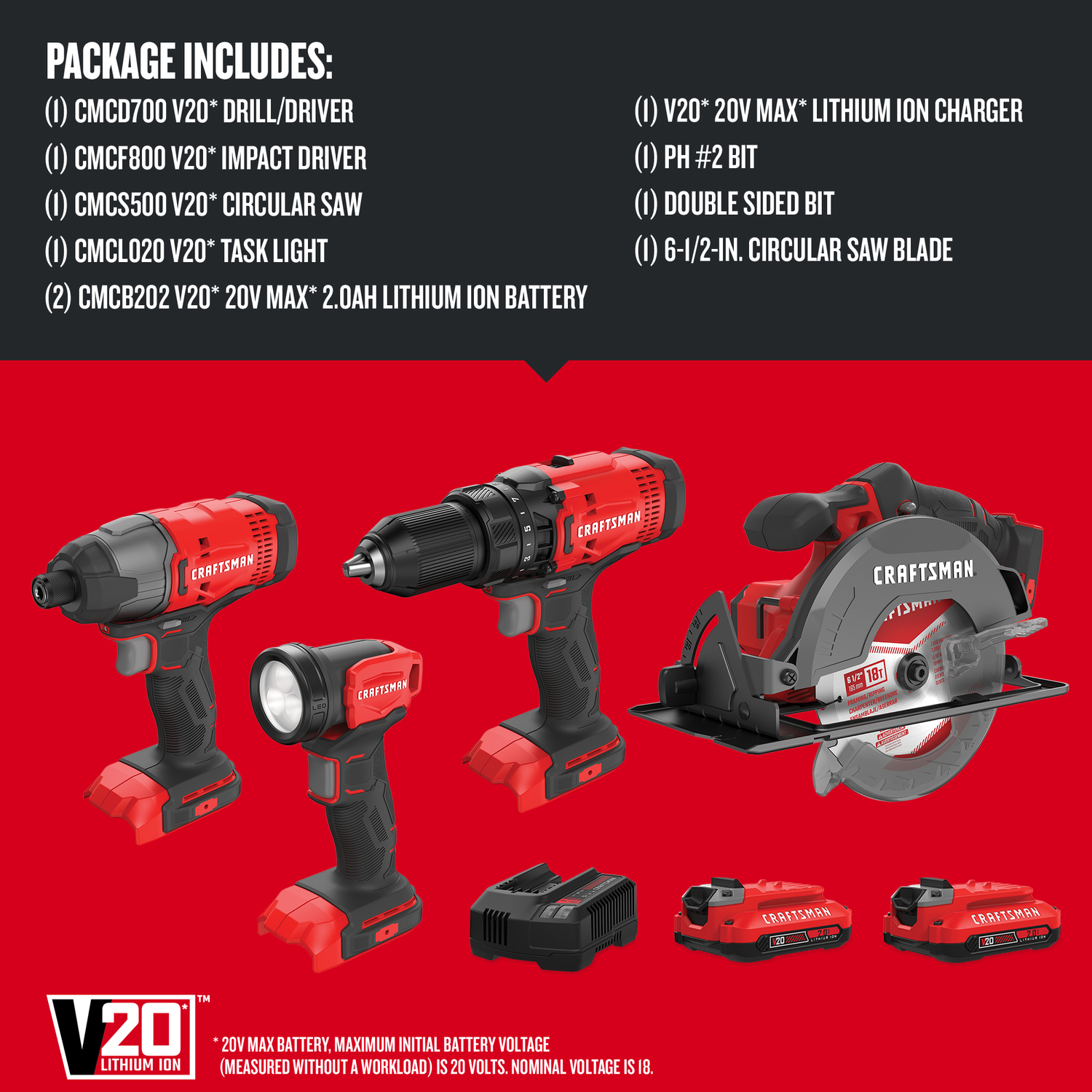 Craftsman v20 20v max cordless 4 tool combo kit shop 20 volt