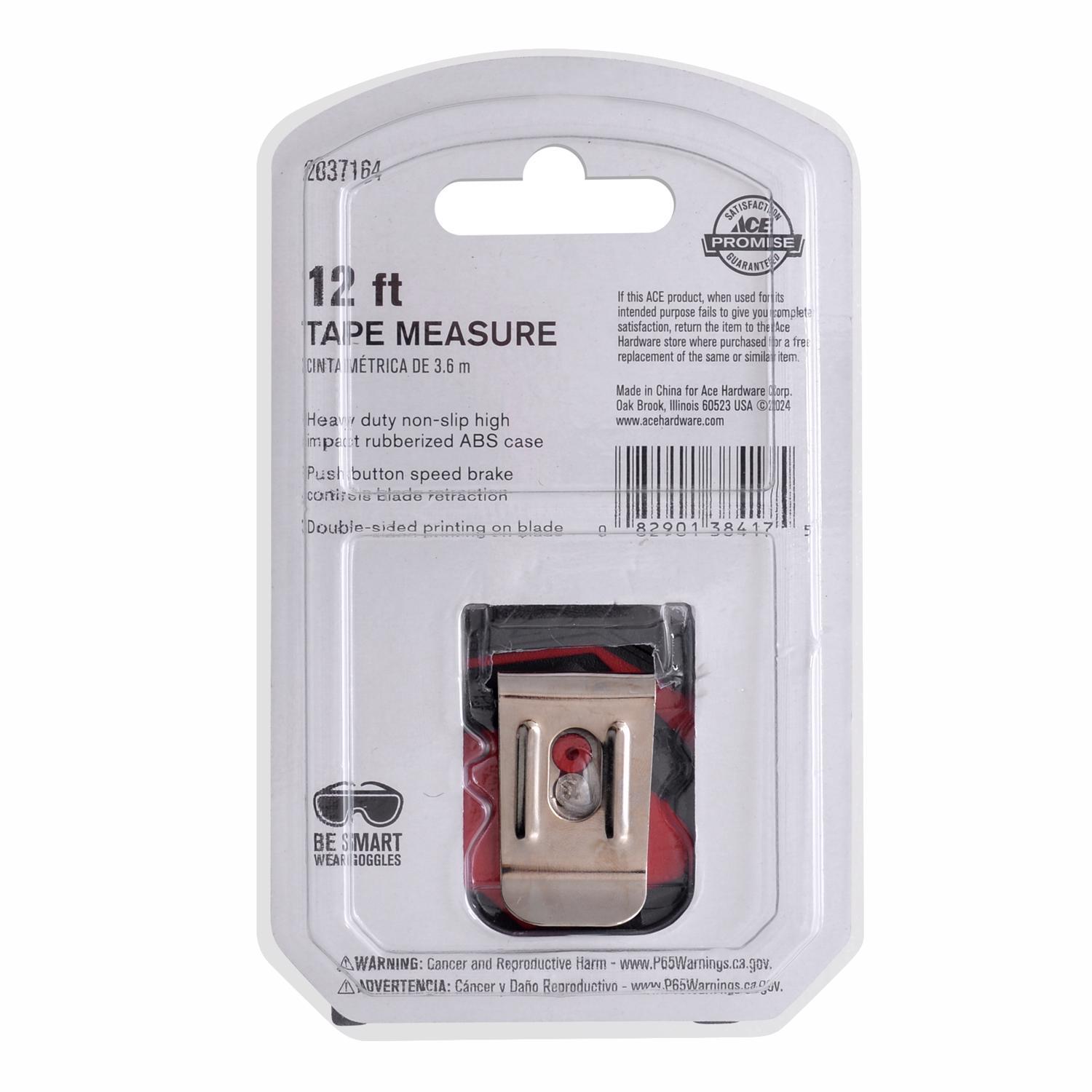 Ace 12 ft. L X 3/4 in. W Compact Tape Measure 1 pk
