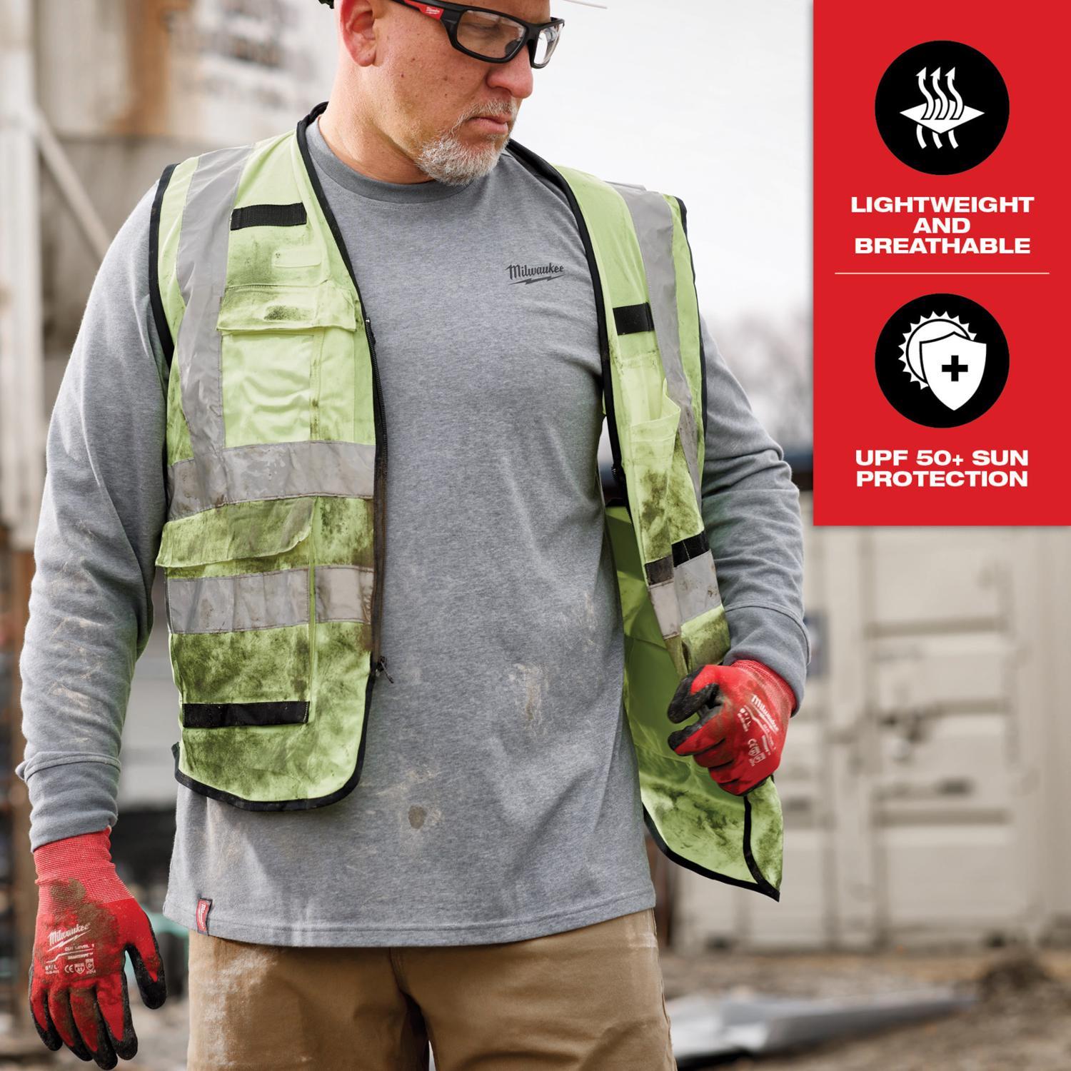 Milwaukee L Long Sleeve Men's Crew Neck Gray Hybrid Work Tee Shirt