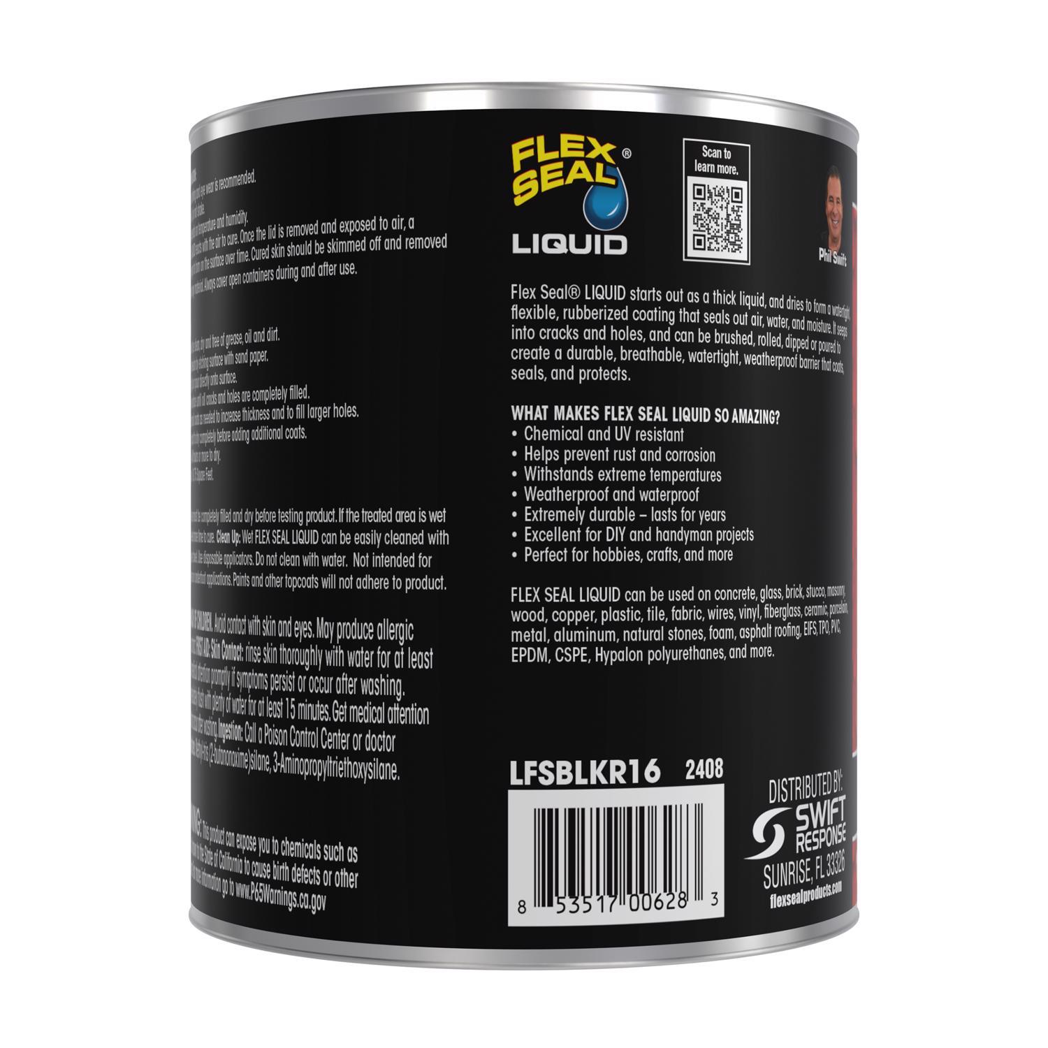 Flex Seal Family of Products Flex Seal Black Liquid Rubber Sealant Coating 16 fl. oz.