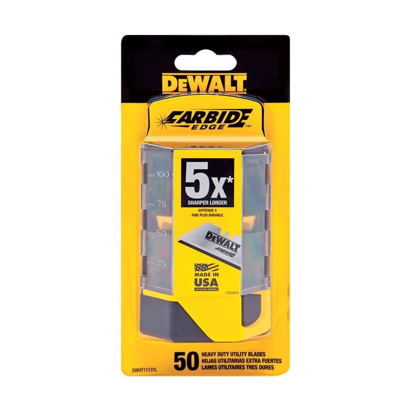 DeWalt Carbide Edge Steel Heavy Duty Utility Blade 2-1/2 in. L 50 pc
