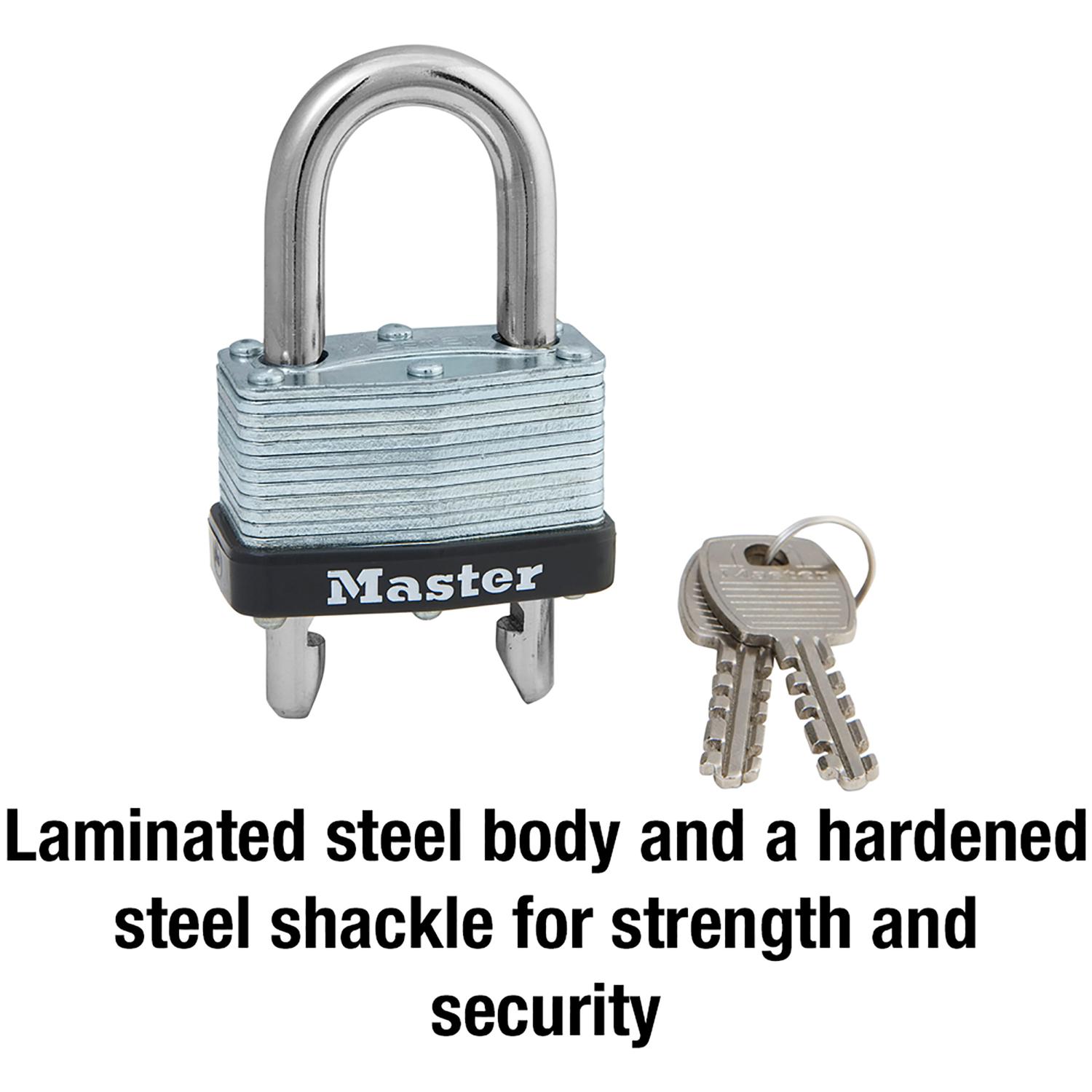 Master Lock 1-3/32 in. H X 1-1/32 in. W X 1-3/4 in. L Laminated Steel Warded Locking Warded Padlock