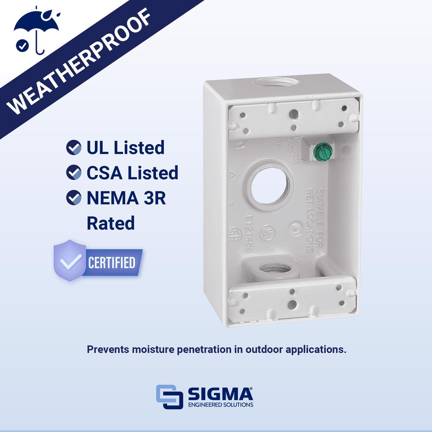 Sigma Engineered Solutions New Work 18.3 cu in Rectangle Die-Cast Metal 1 gang Weatherproof Box Whit