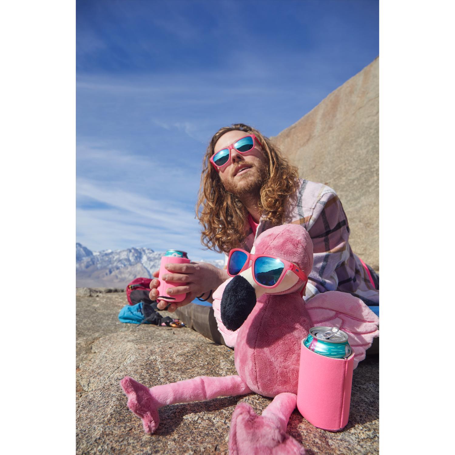 goodr OG - Flamingos on a Booze Cruise Sunglasses Unisex Pink Frame Blue Lens Polarized