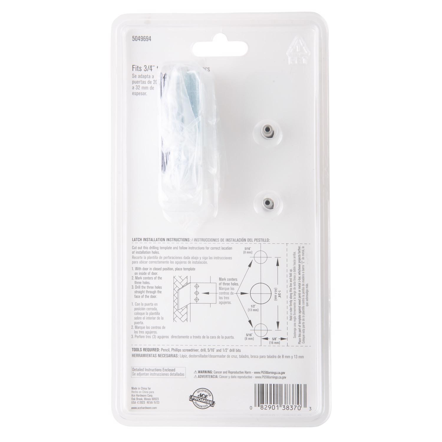 Ace Satin Nickel Silver Metal Screen Storm Door Latch 1 pk
