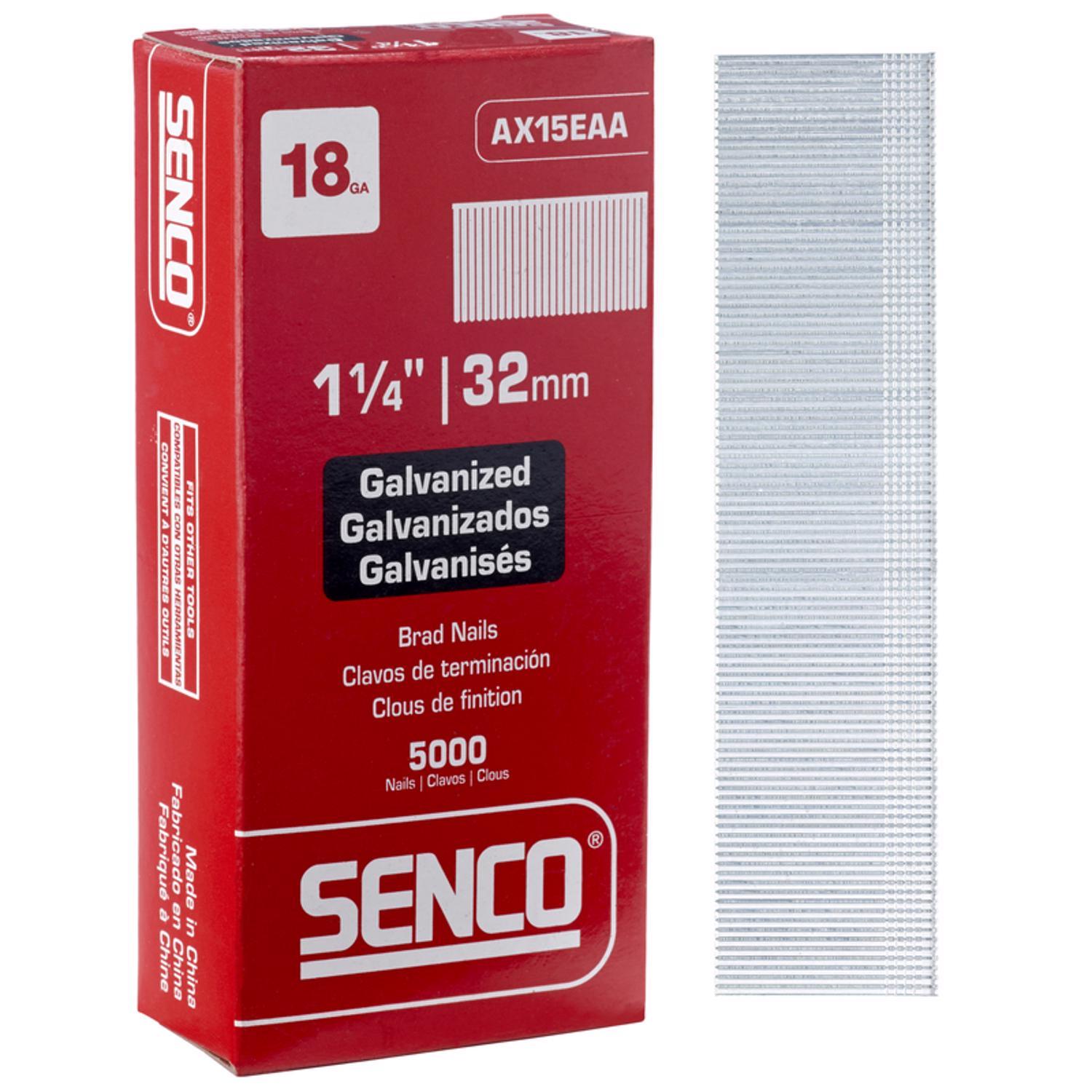 Senco 1-1/4 in. L X 18 Ga. Straight Strip Galvanized Brad Nails 5000 pk