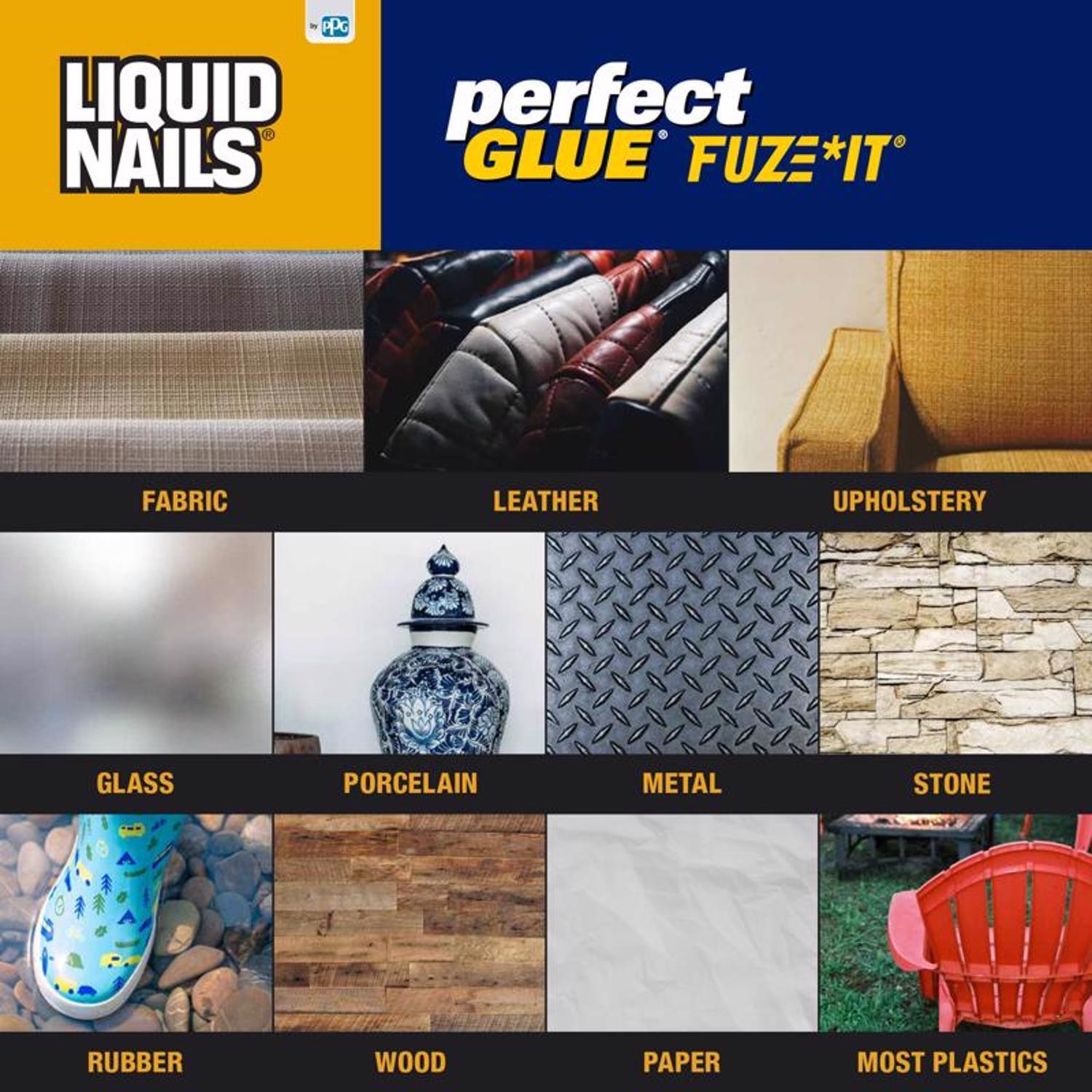 Liquid Nails Fuze-It High Strength Hybrid Adhesive Clear Perfect Glue 0.75 oz