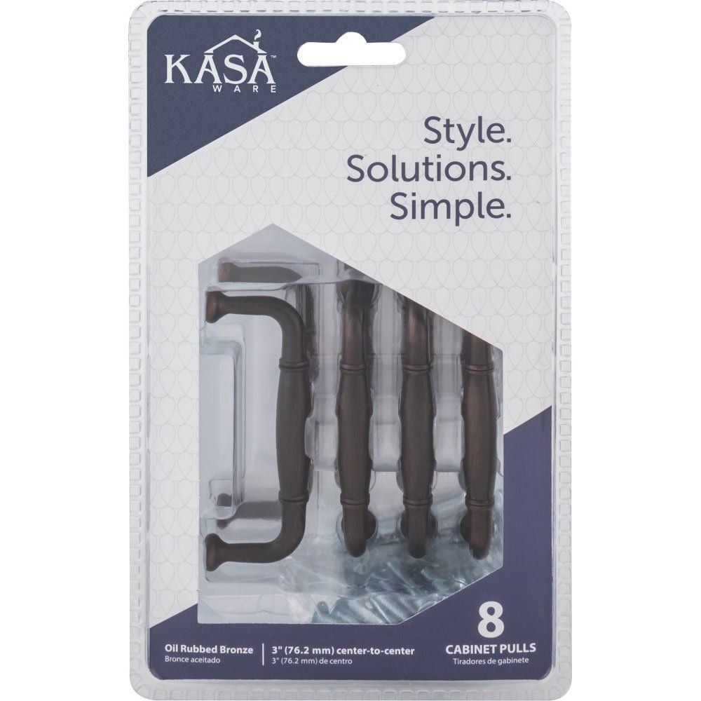 KasaWare 3 in. Centers Cabinet Pull in Brushed Oil Rubbed Bronze (8pc Pack) 