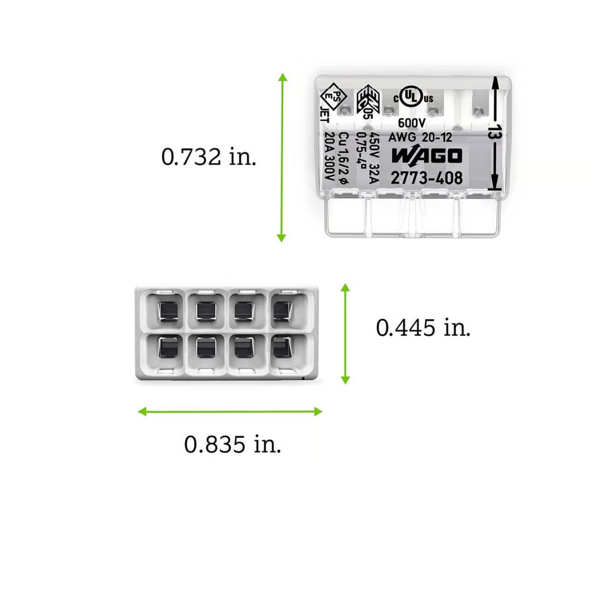 Wago 8 Port Push-In Wire Connector 5 Pack