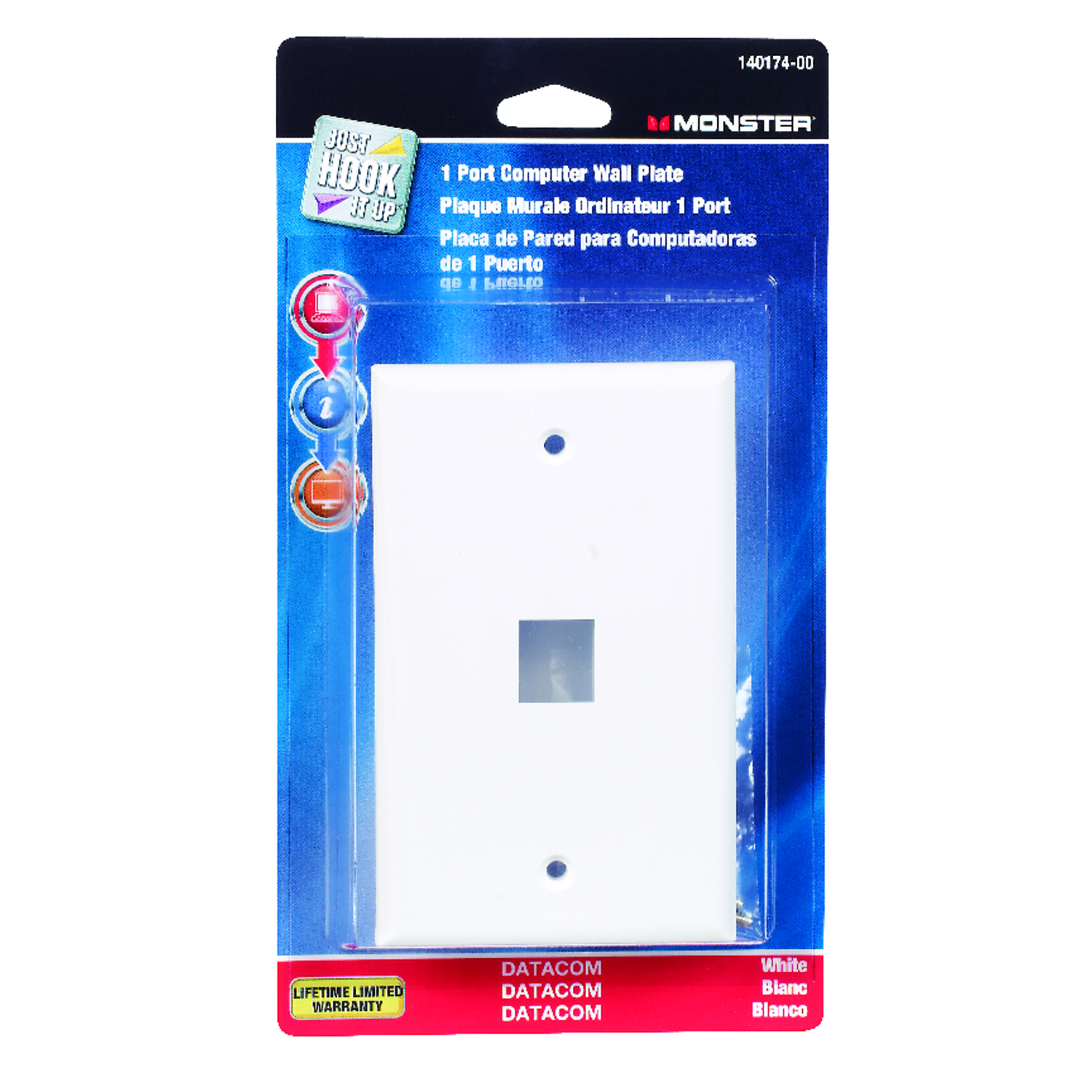 Monster Just Hook It Up White 1 gang Plastic Keystone Wall Plate 1 pk