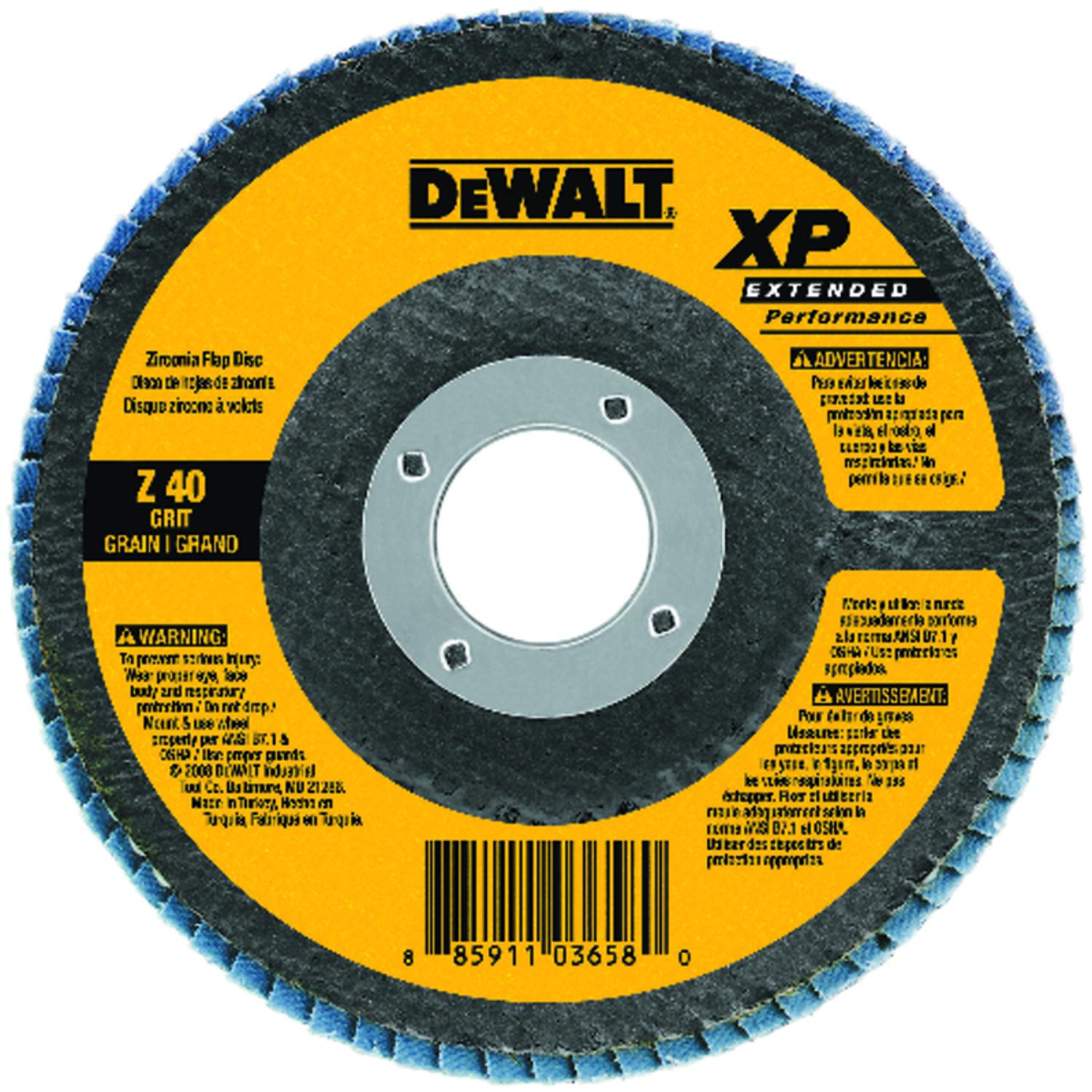 Dewalt XP 4-1/2 in. D X 7/8 in. Zirconia Flap Disc 40 Grit 1 pc