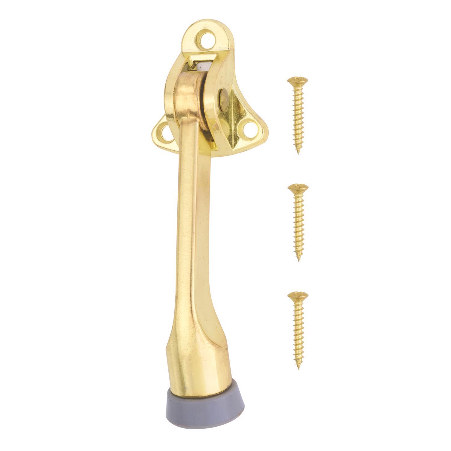Ace 4 in. W Metal Bright Gold Kick-Down Door Holder Mounts to door and wall 0 in.