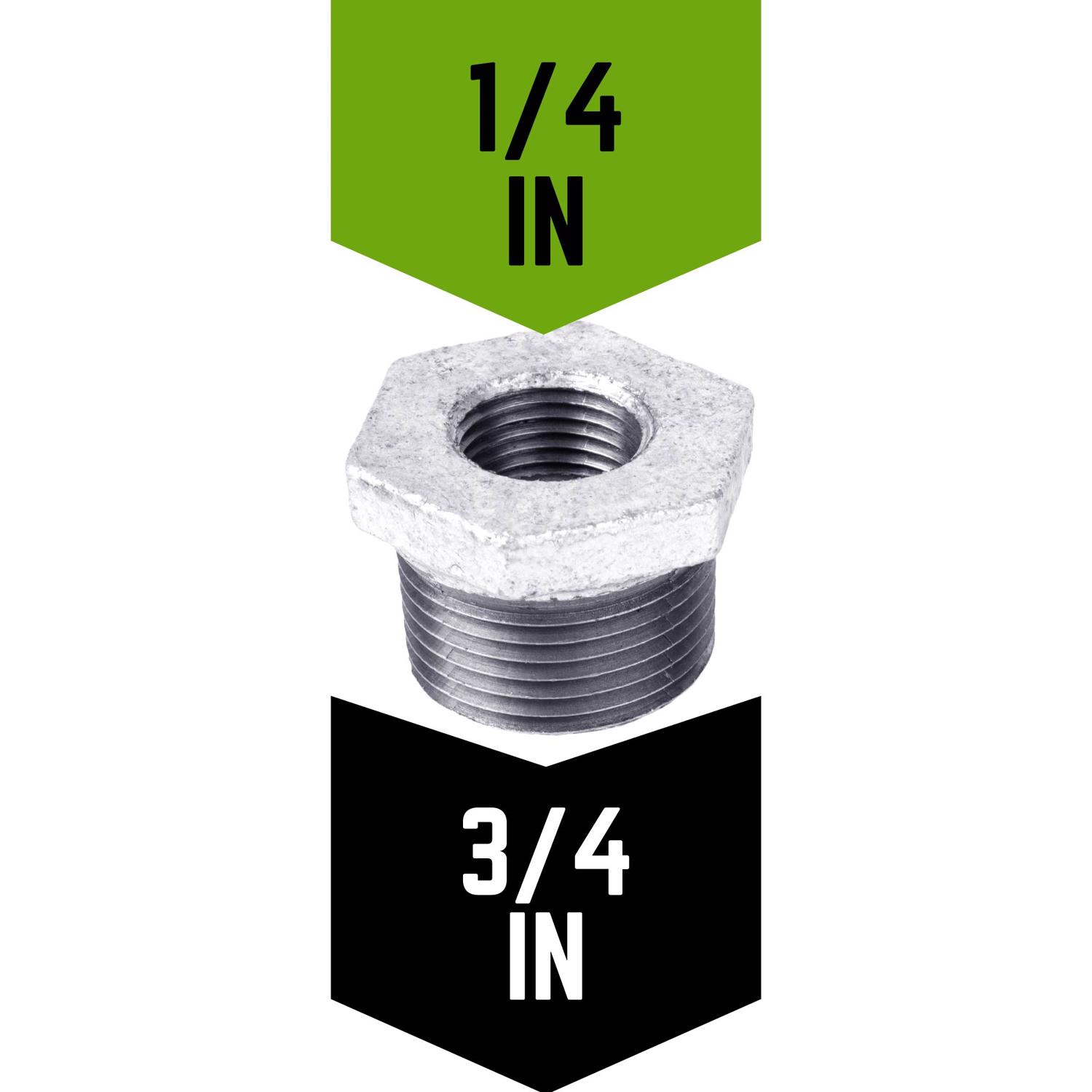 STZ Industries 3/4 in. MIP each X 1/4 in. D FIP Galvanized Malleable Iron Hex Bushing