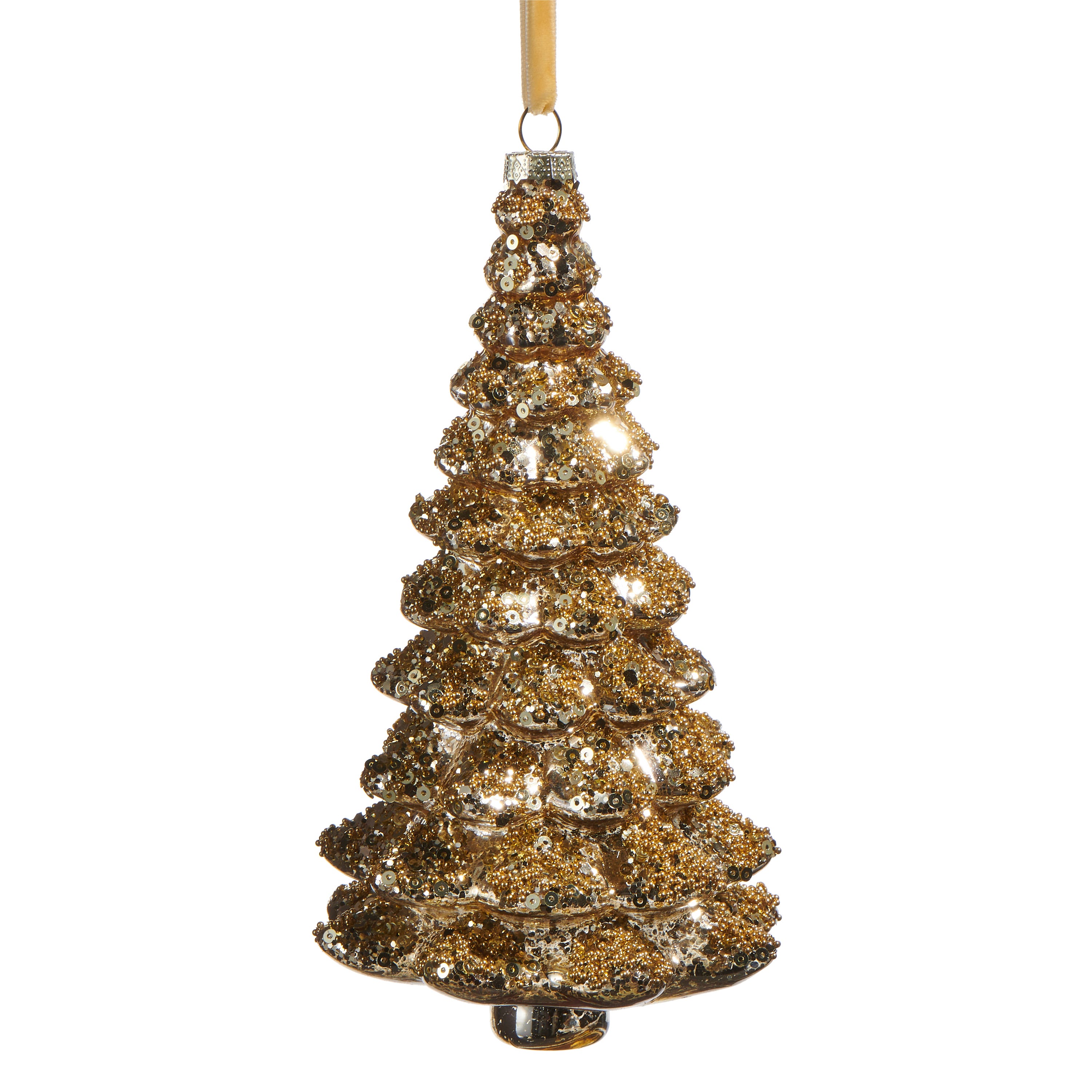 Raz Imports 7 in. Gold Sequin Tree Ornament