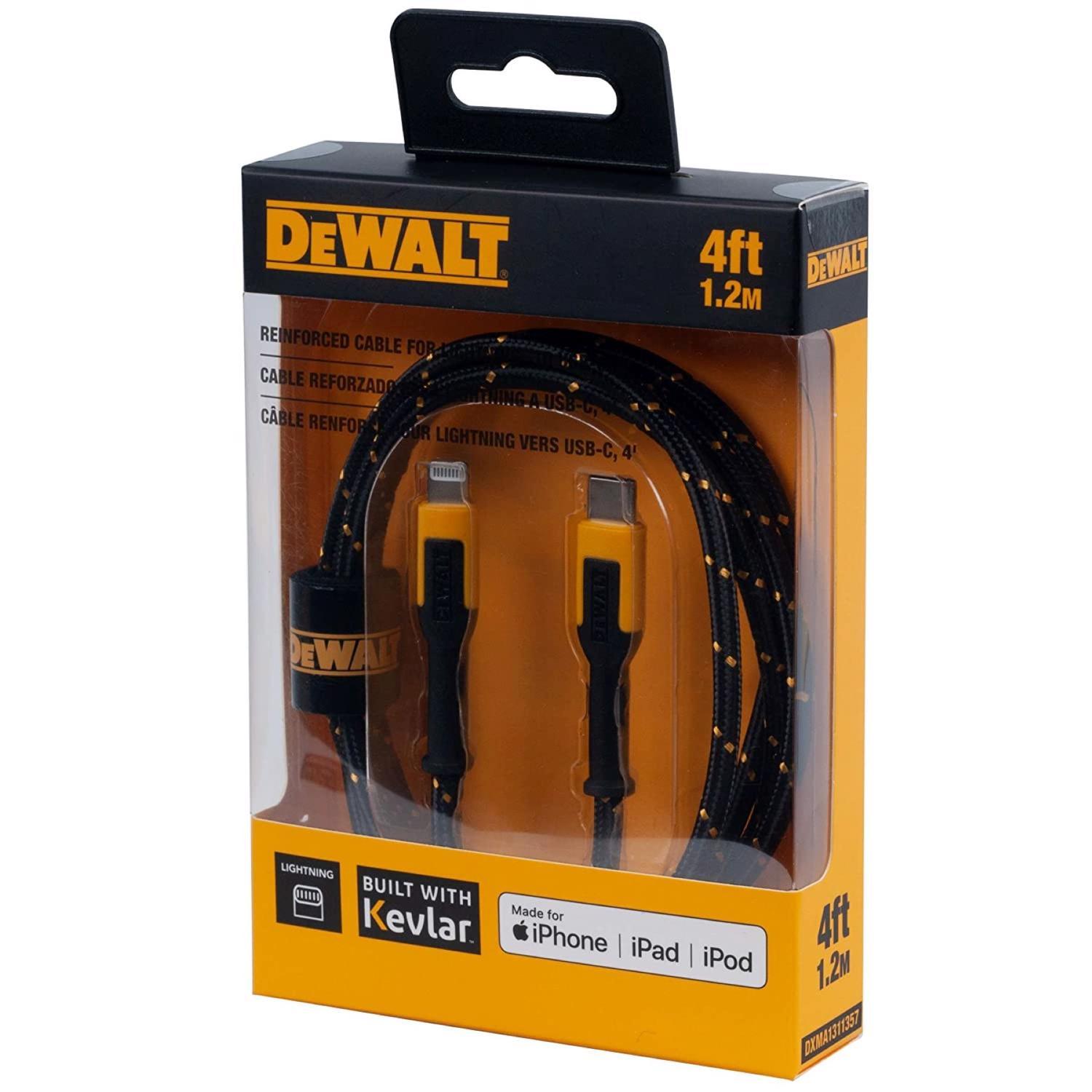 DeWalt Lightning to USB-C Cable 4 ft. Black/Yellow