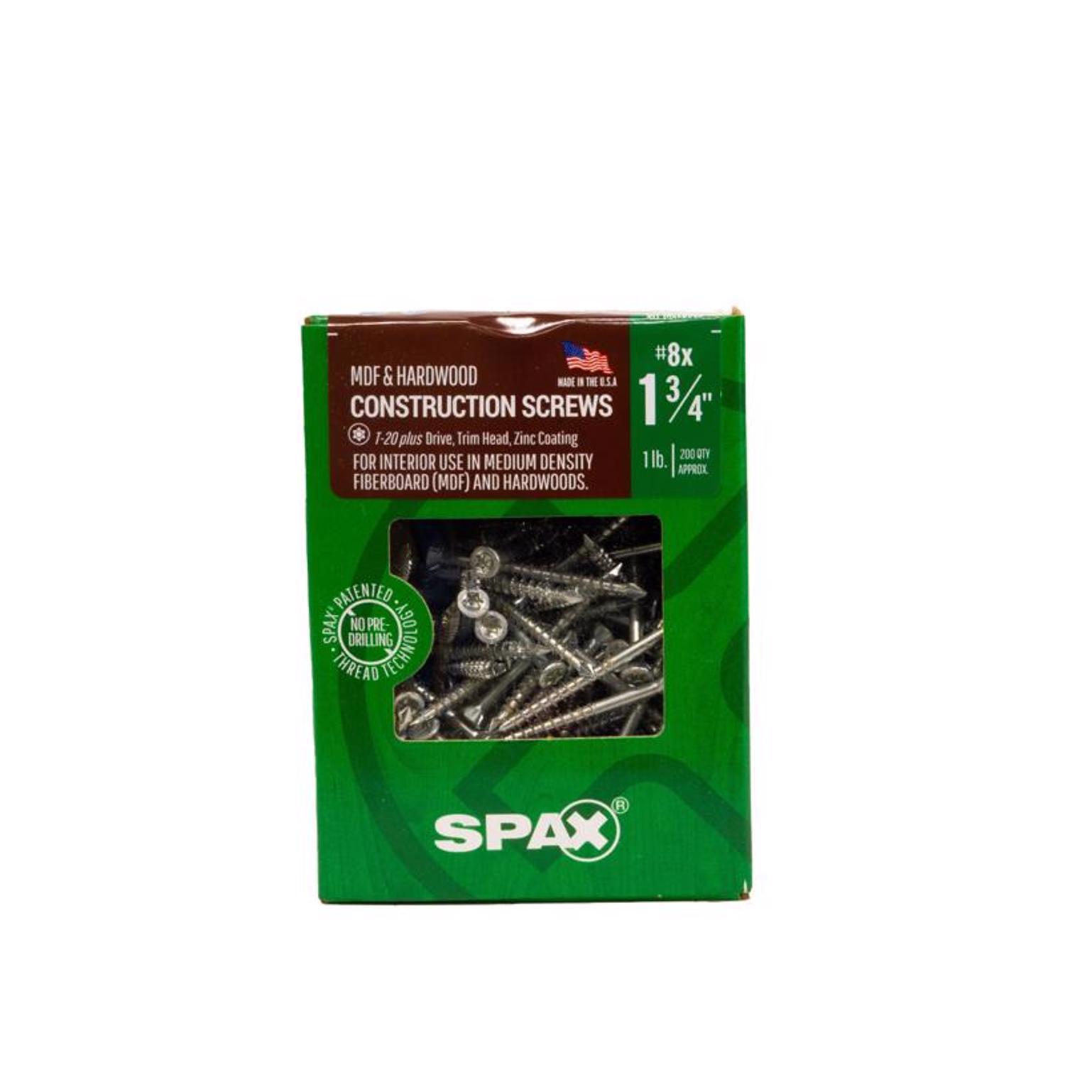 SPAX MDF No. 8 in. X 1-3/4 in. L T-20+ Trim Head Serrated Construction Screws