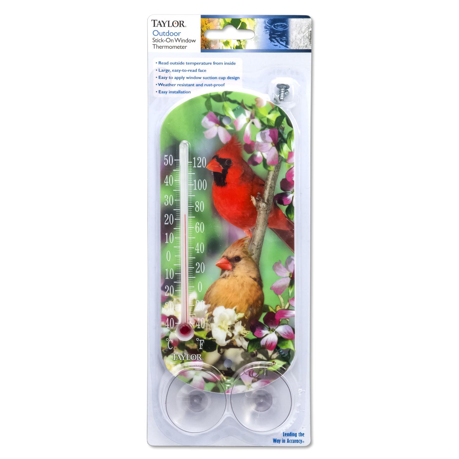 Taylor Bird Design Tube Thermometer Plastic Multicolored 8 in.