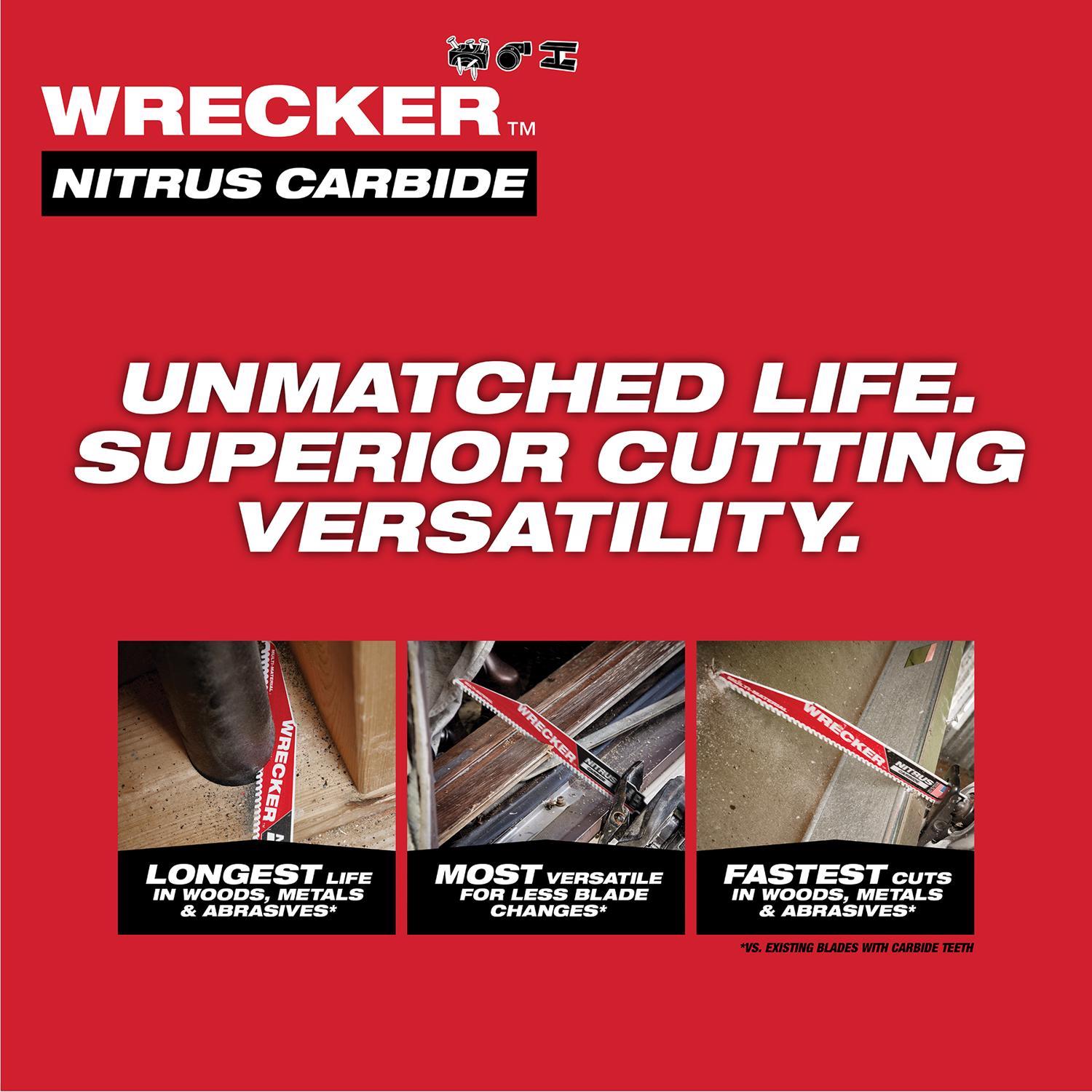 Milwaukee Wrecker 6 in. Nitrus Carbide Reciprocating Saw Blade 6 TPI 1 pk