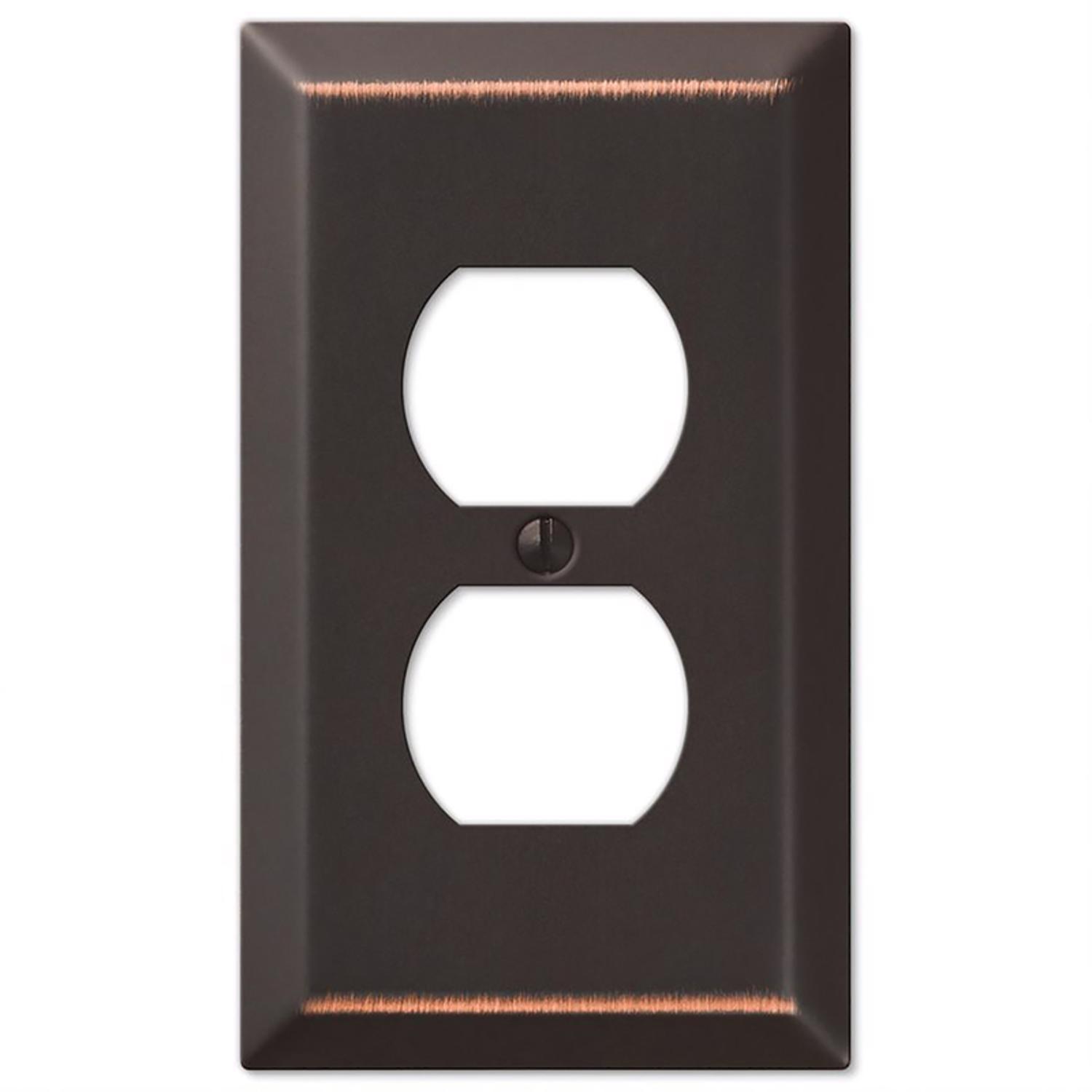 Amerelle Century Aged Bronze 1 gang Stamped Steel Duplex Wall Plate 1 Pack