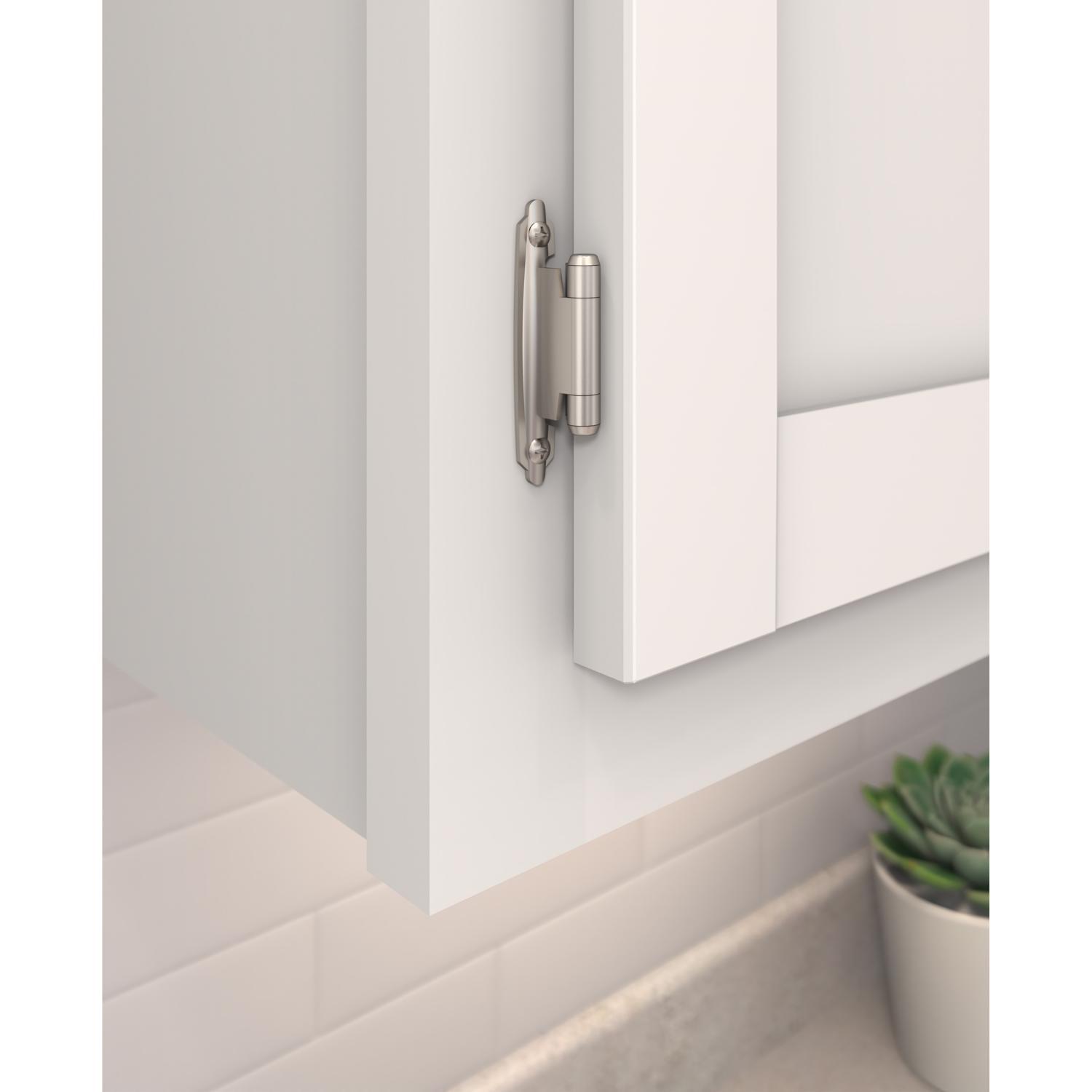 Amerock 1-3/4 in. W X 2-3/4 in. L Satin Nickel Silver Steel Self-Closing Hinge 2 pk
