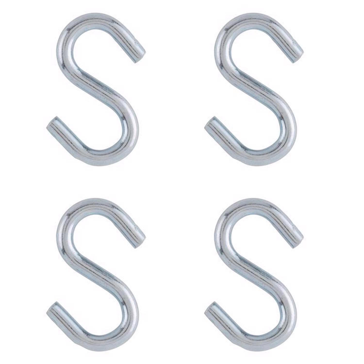 Ace Small Zinc-Plated Silver Steel 1.5 in. L S-Hook 80 lb 4 pk