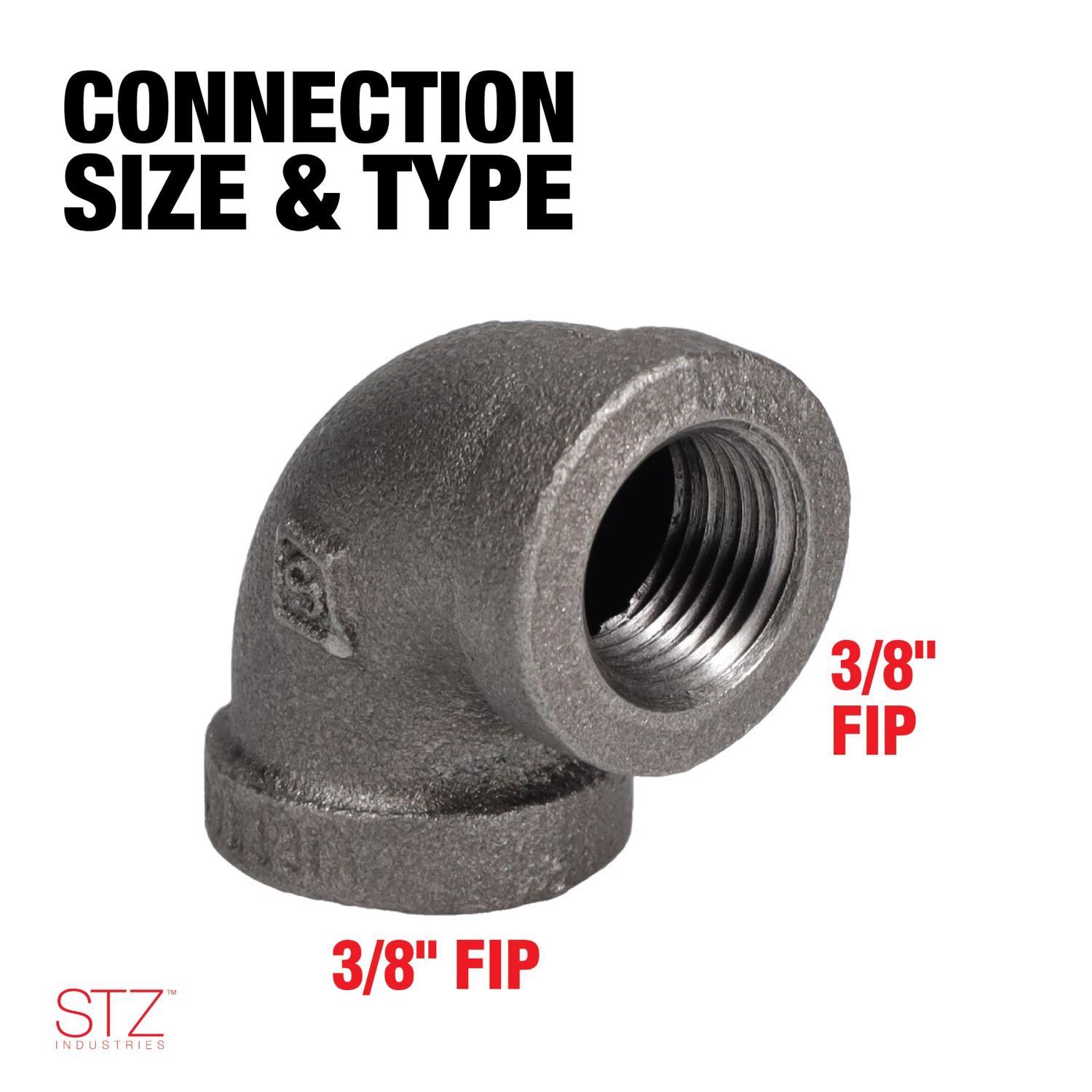 STZ Industries 3/8 in. FIP each X 3/8 in. D FIP Black Malleable Iron 90 Degree Elbow