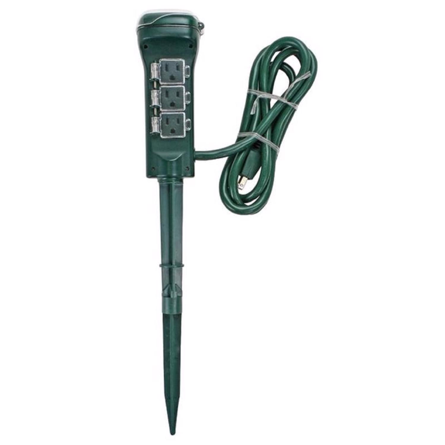 Prime Outdoor 6 Outlet Photocell Power Stake Timer 125 V Green Stine