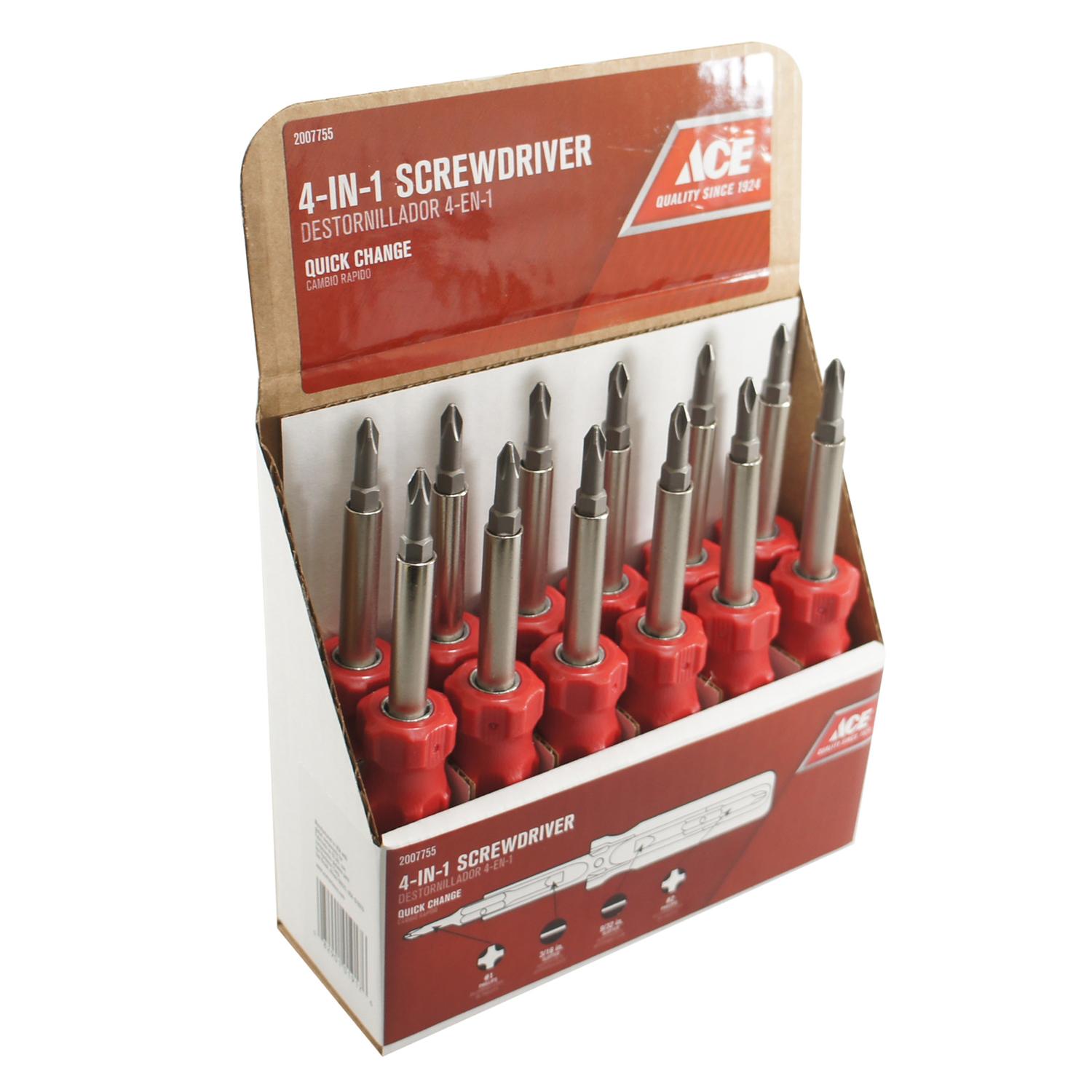 Ace Phillips/Slotted 4-in-1 Screwdriver 8 in.