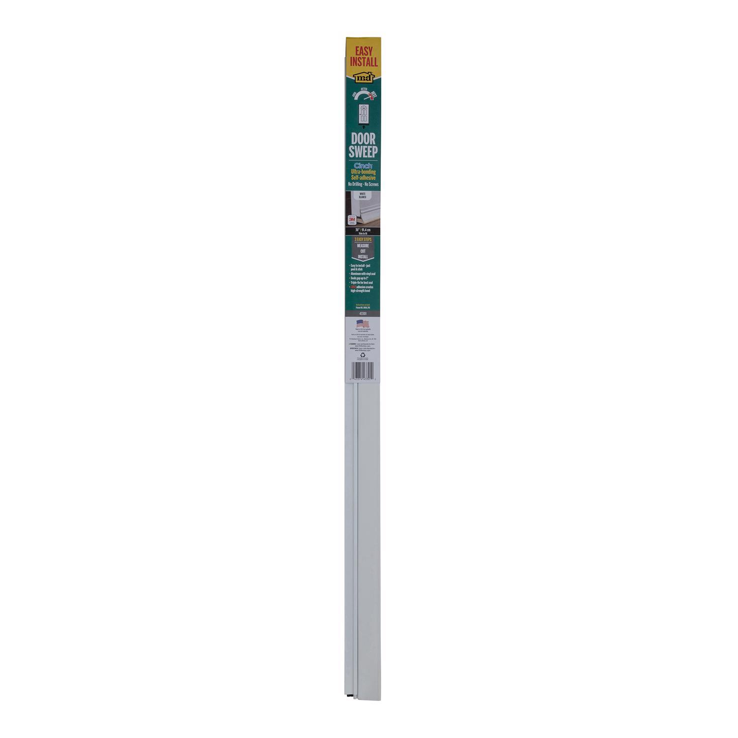 M-D Cinch White Aluminum/Vinyl Weatherstrip For Doors 36 in. L X 1/4 in.