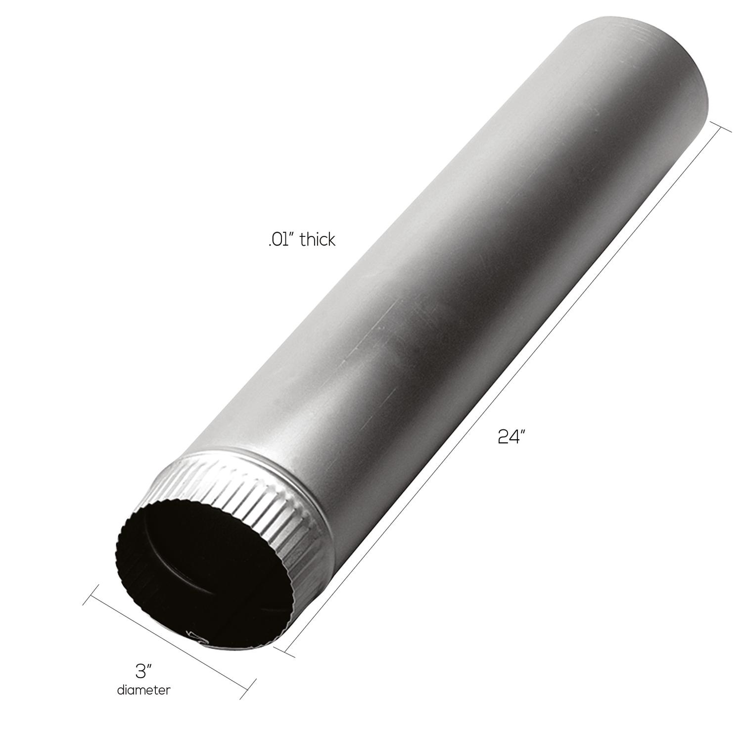 Deflect-O 24 in. L X 3 in. D Silver Aluminum Vent Pipe