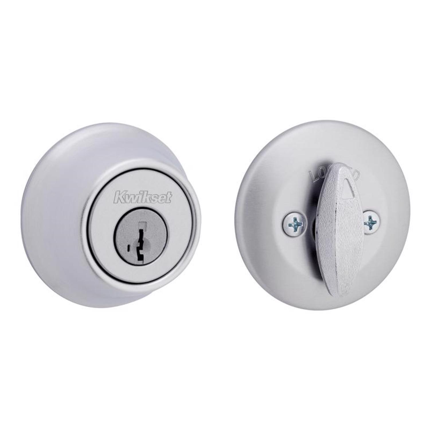 Kwikset SmartKey Security Satin Chrome Metal Single Cylinder Deadbolt