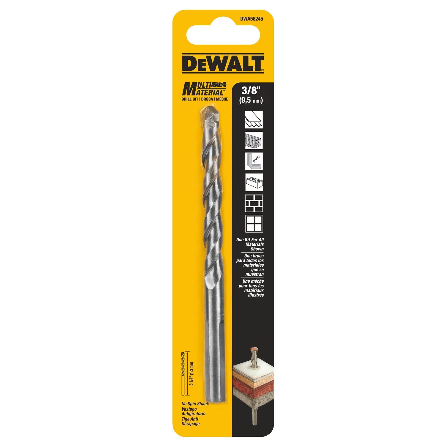 DeWalt 3/8 in. X 5-1/4 in. L Carbide Tipped Masonry Drill Bit Hex Shank 1 pc
