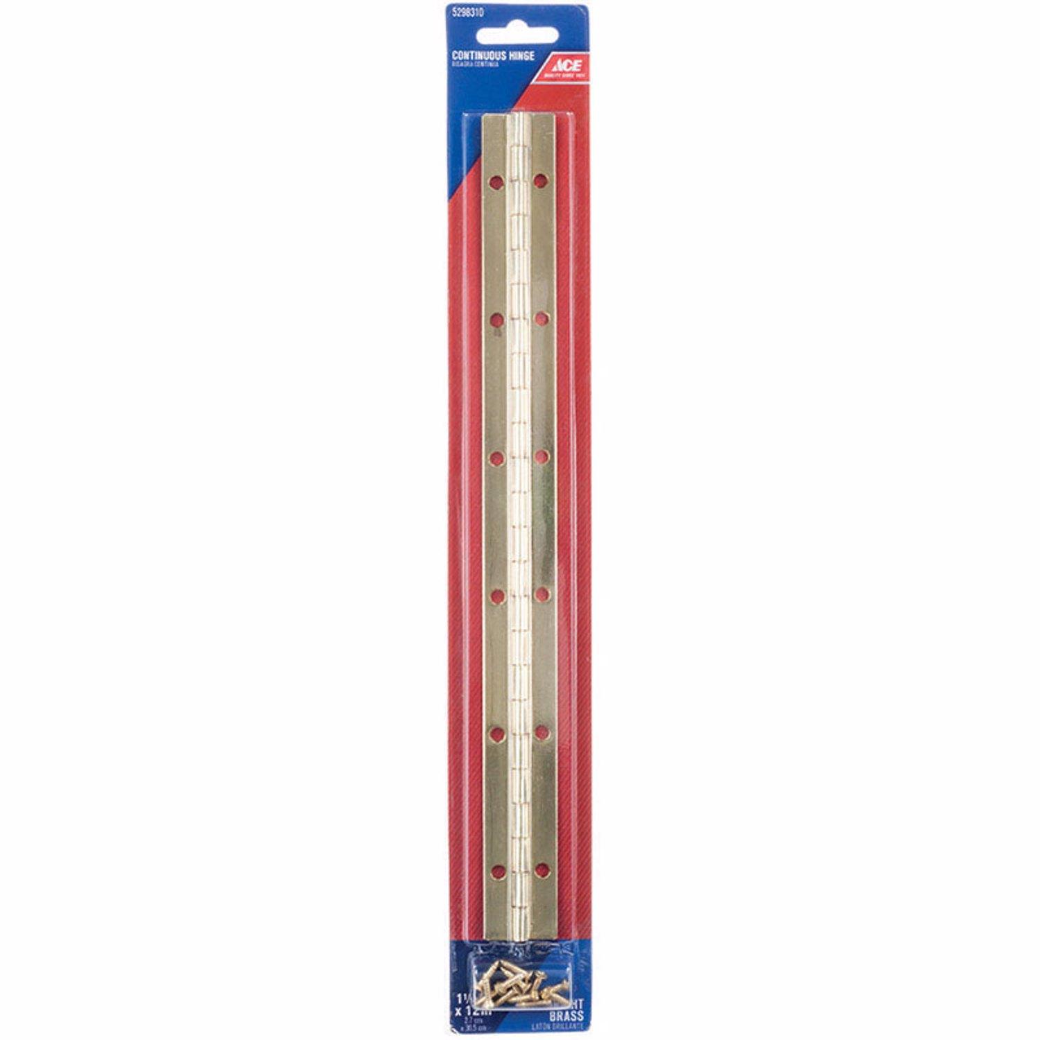 Ace 1 in. W X 12 in. L Bright Brass Brass Continuous Hinge 1 pk