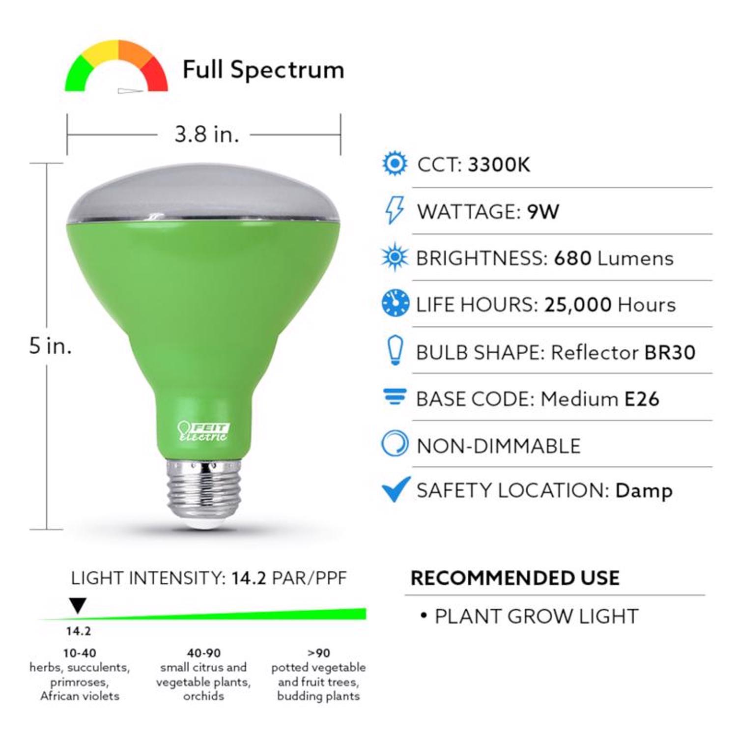 Feit BR30 E26 (Medium) LED Grow Light Sunlight 60 Watt Equivalence 1 pk