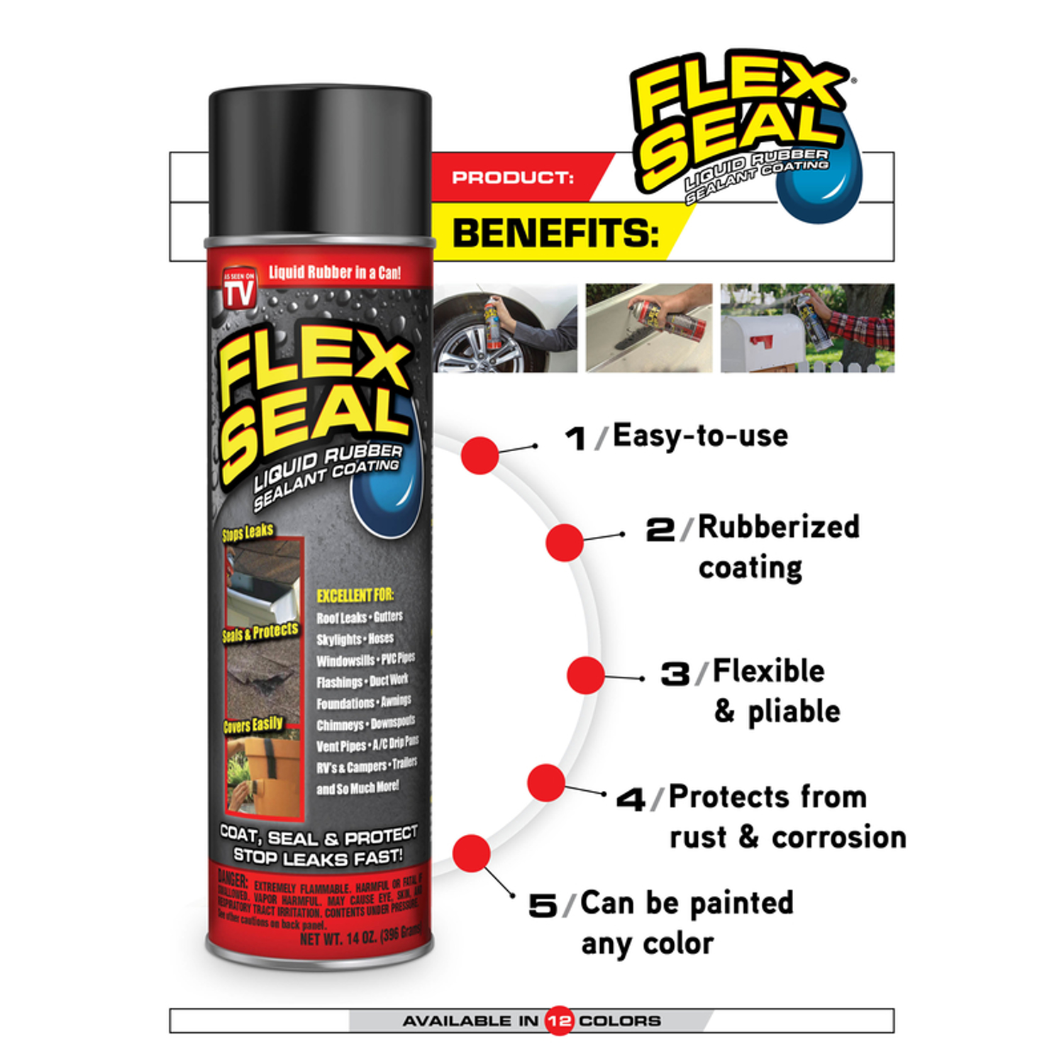 FLEX SEAL Family of Products FLEX SEAL MINI Black Rubber Spray Sealant 2 oz
