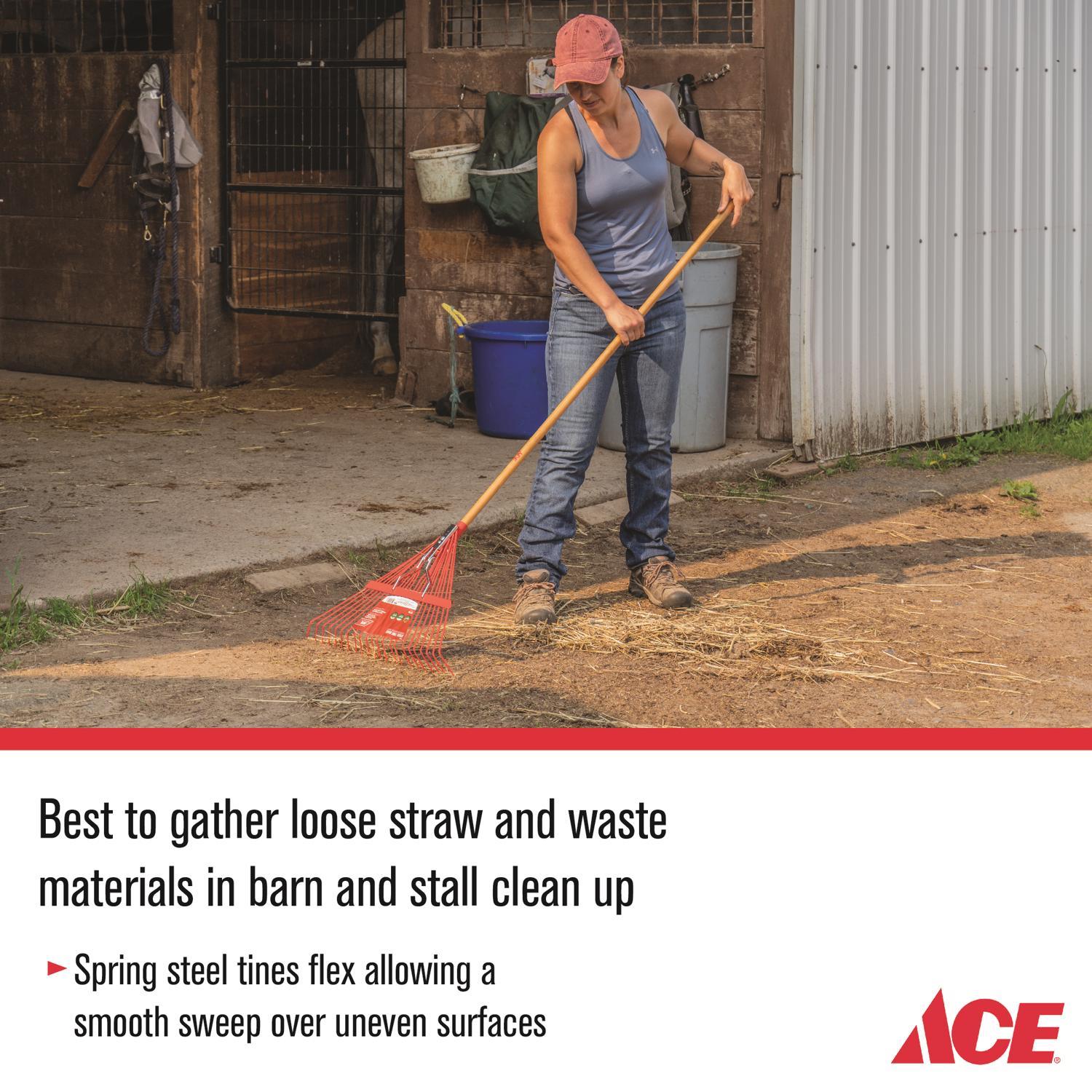 Ace 64.5 in. 22 Tine Steel Rake Wood Handle