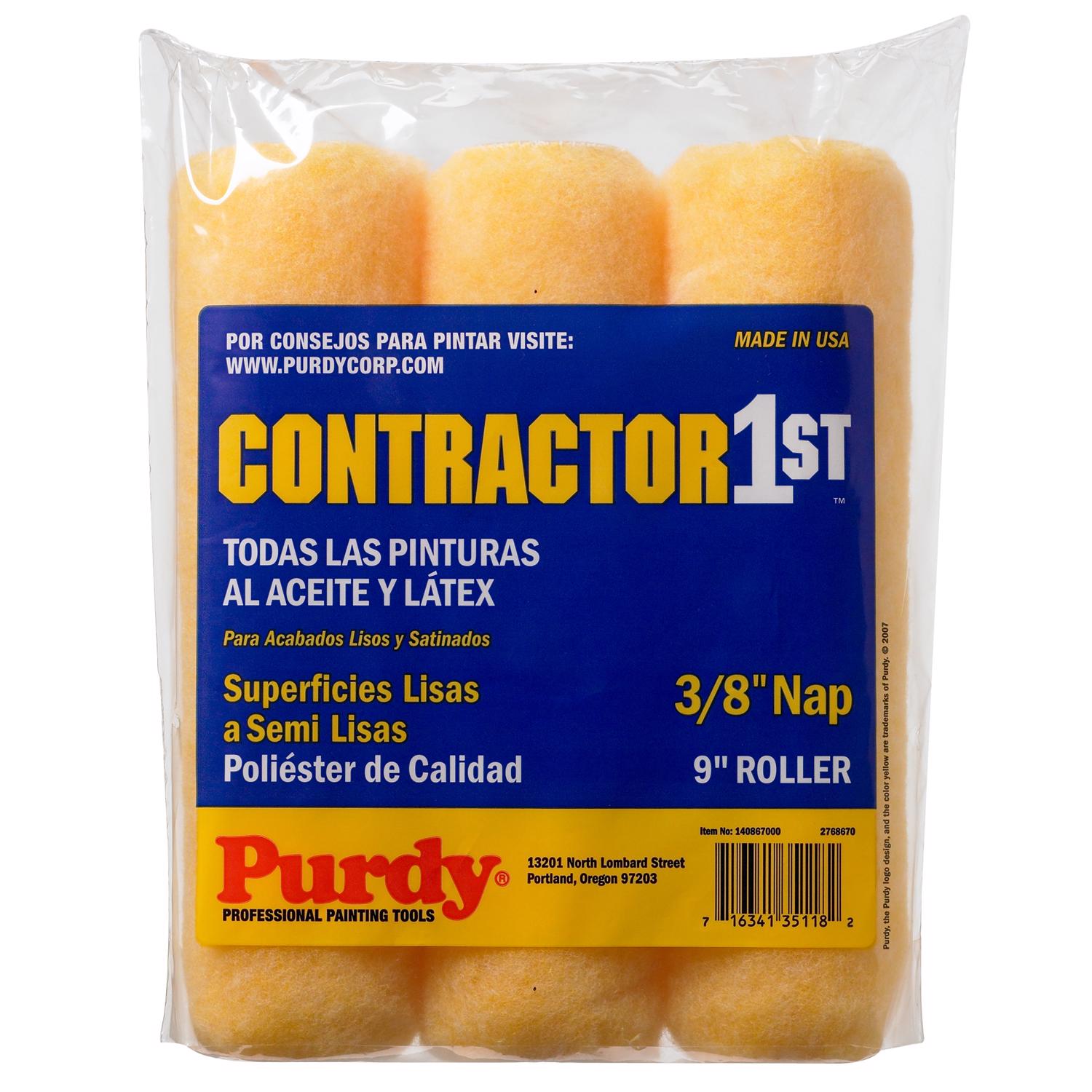Purdy Contractor 1st Polyester 9 in. W X 3/8 in. Paint Roller Cover 3 pk