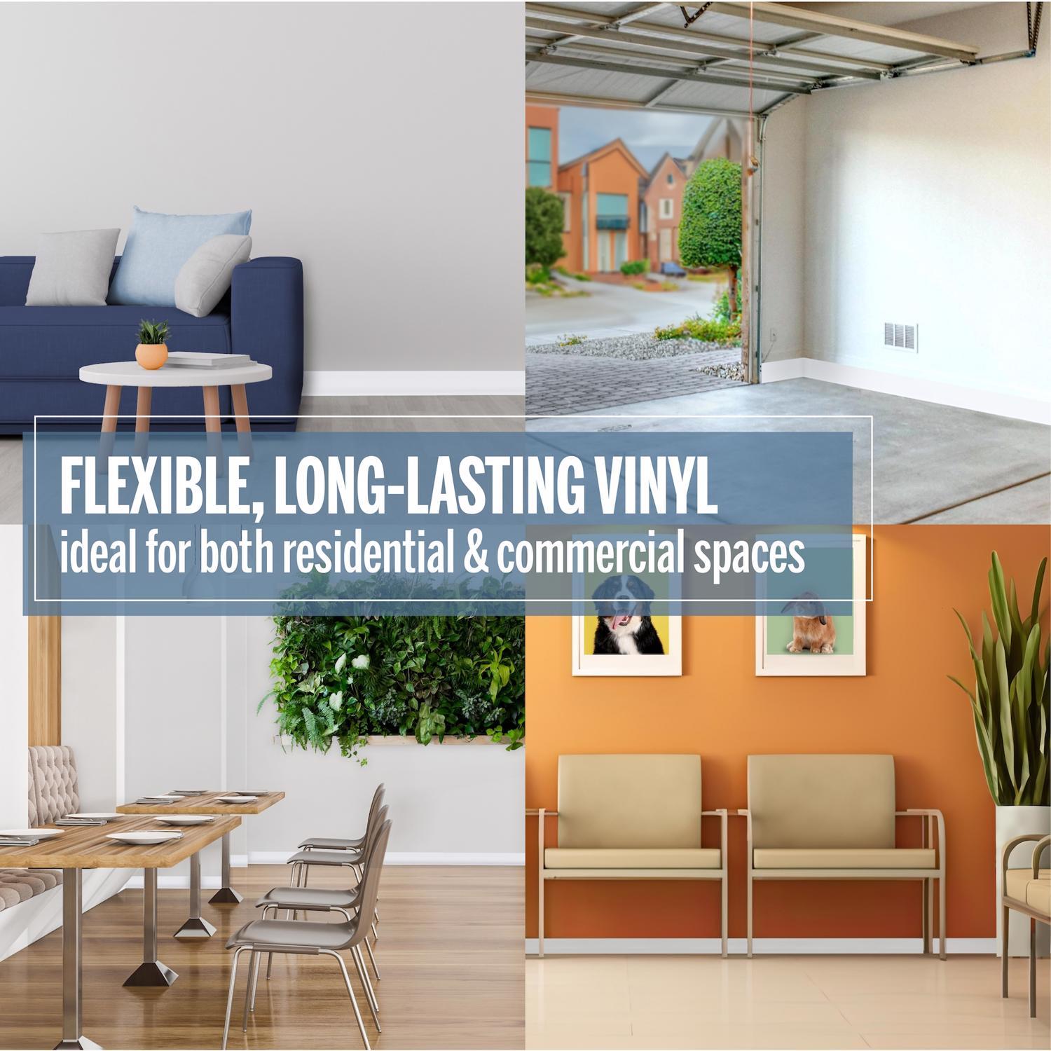 M-D Building Products 4 in. H X 0.08 in. W X 20 ft. L Self-Stick Snow White Vinyl Wall Base