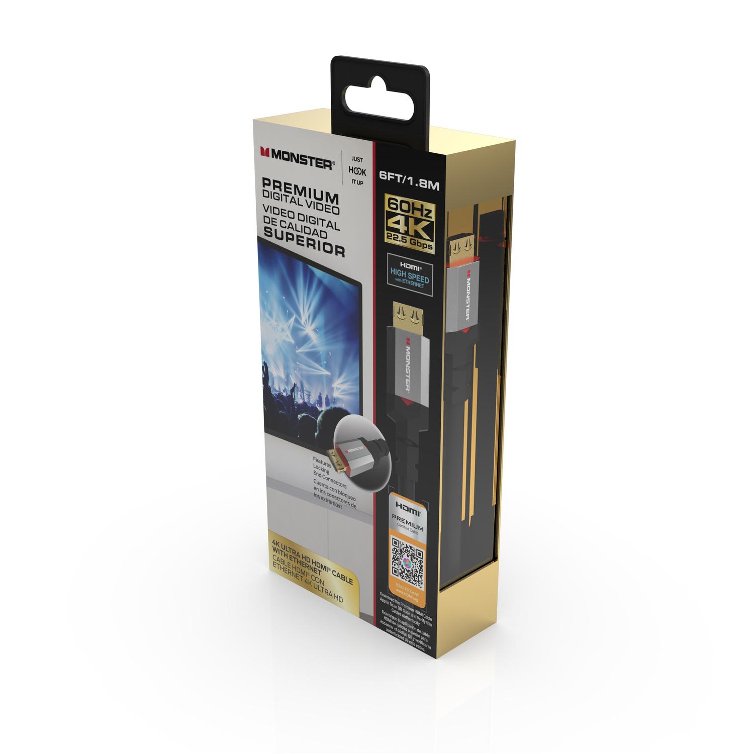 Monster Just Hook It Up 6 ft. L HDMI Cable With Ethernet 4K Ultra HD
