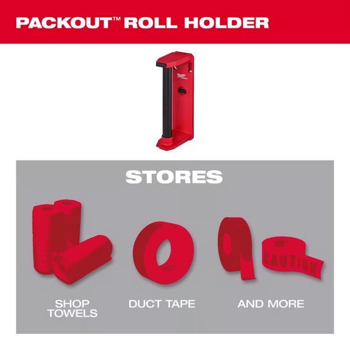 Milwaukee Packout Garage Organizer Roll Holder and Tape Organizer Black/Red