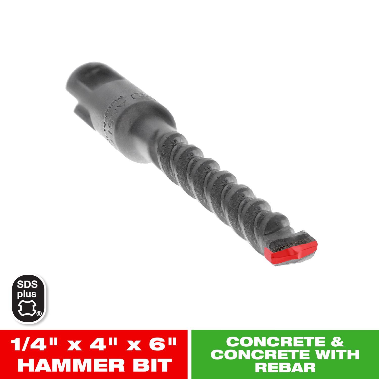 Diablo 1/4 in. X 6 in. L Carbide Tipped 2-Cutter Hammer Drill Bit SDS-Plus Shank 1 pk