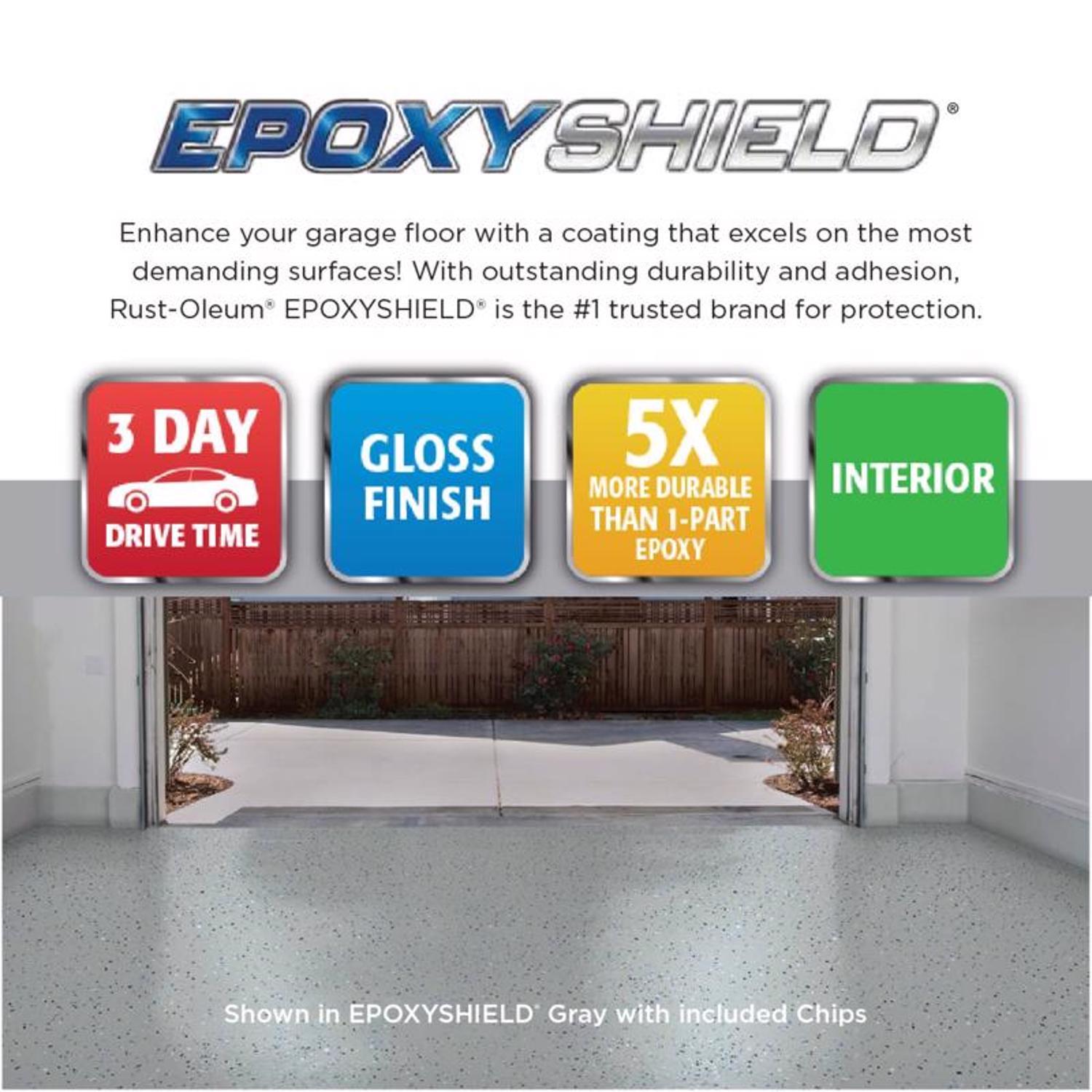 Rust-Oleum Epoxyshield Gloss Gray Water-Based Garage Floor Coating Kit 1 gal