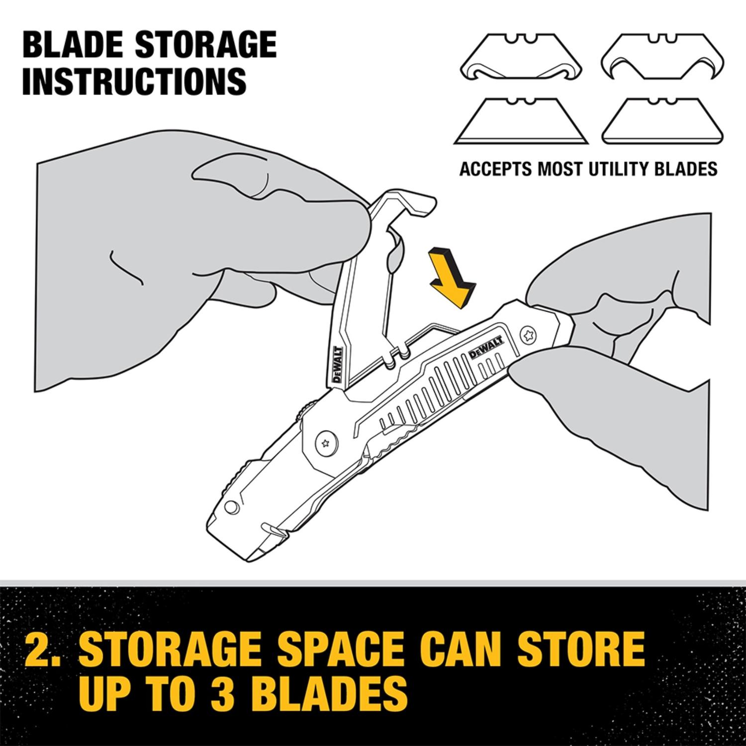 DeWalt 8-3/4 in. Folding Utility Knife Black/Yellow 1 pk