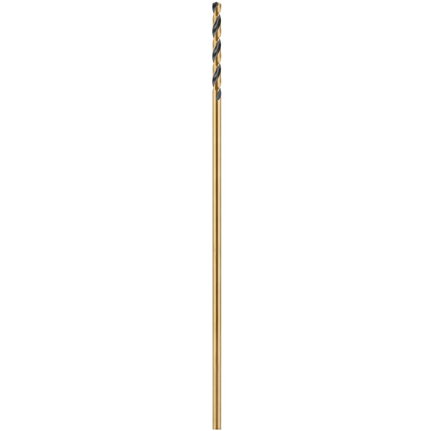 DeWalt Black & Gold 1/4 in. X 12 in. L High Speed Steel Split Point Aircraft Drill Bit Straight Shan